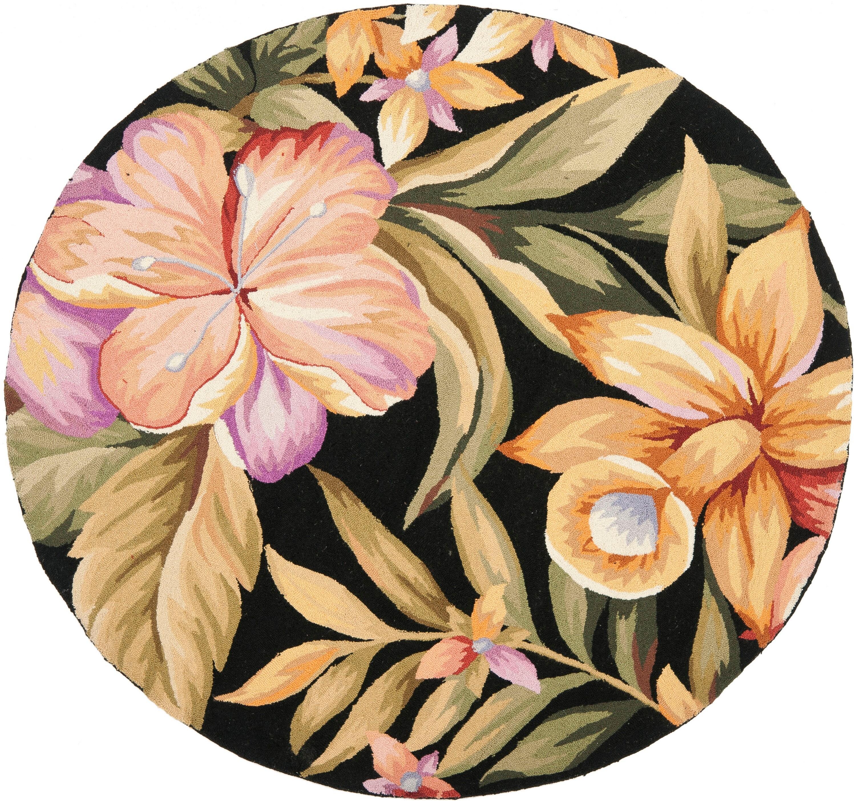 Chelsea HK212 Hand Hooked Area Rug - Black - 4' round - Safavieh.