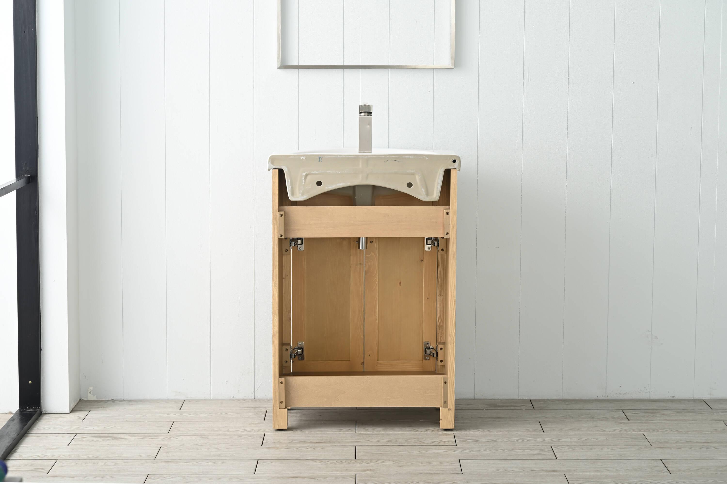 Design Element Marian 24" Single Sink Bath Vanity in Oak with Porcelain Top
