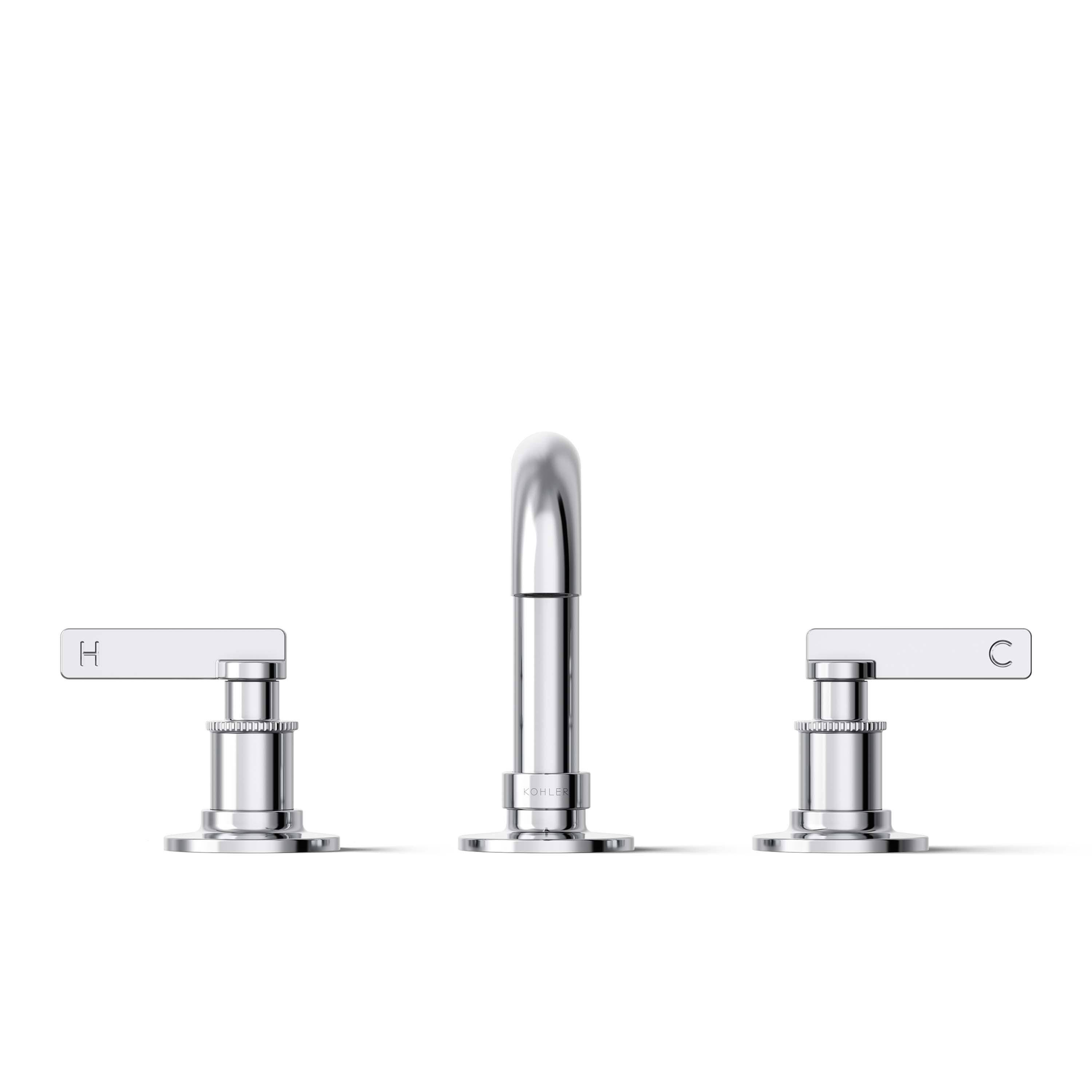 Polished Chrome Widespread Bathroom Sink Faucet with Stamped Levers