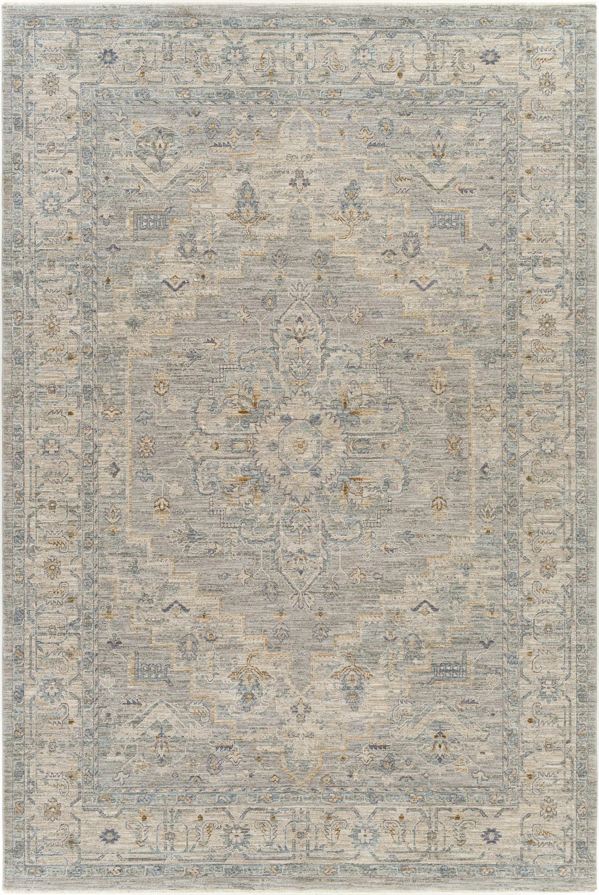 Easy-Care Reversible Gray Synthetic 5' x 7' Rectangular Rug