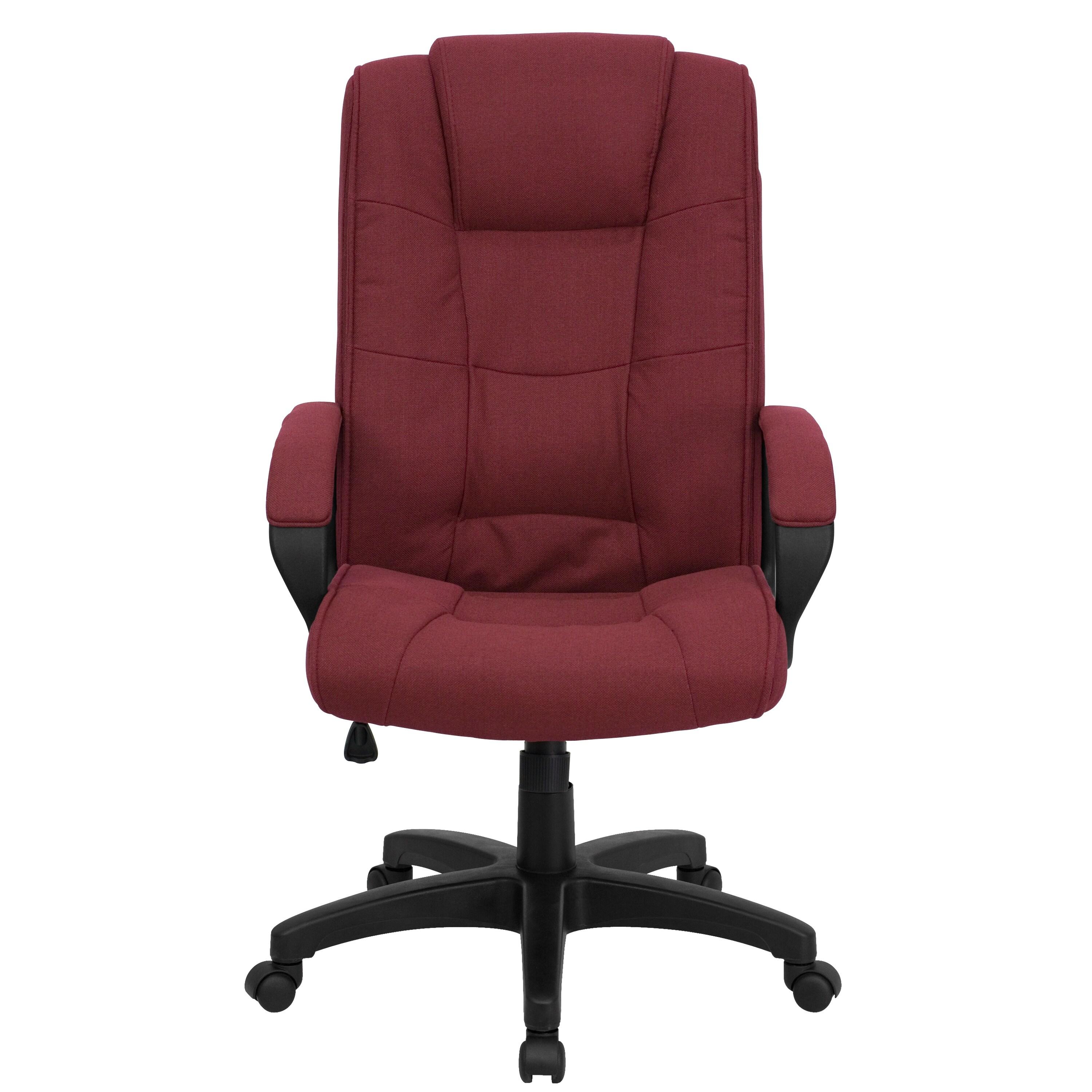 Flash Furniture Jessica High Back Burgundy Fabric Executive Swivel Office Chair with Arms