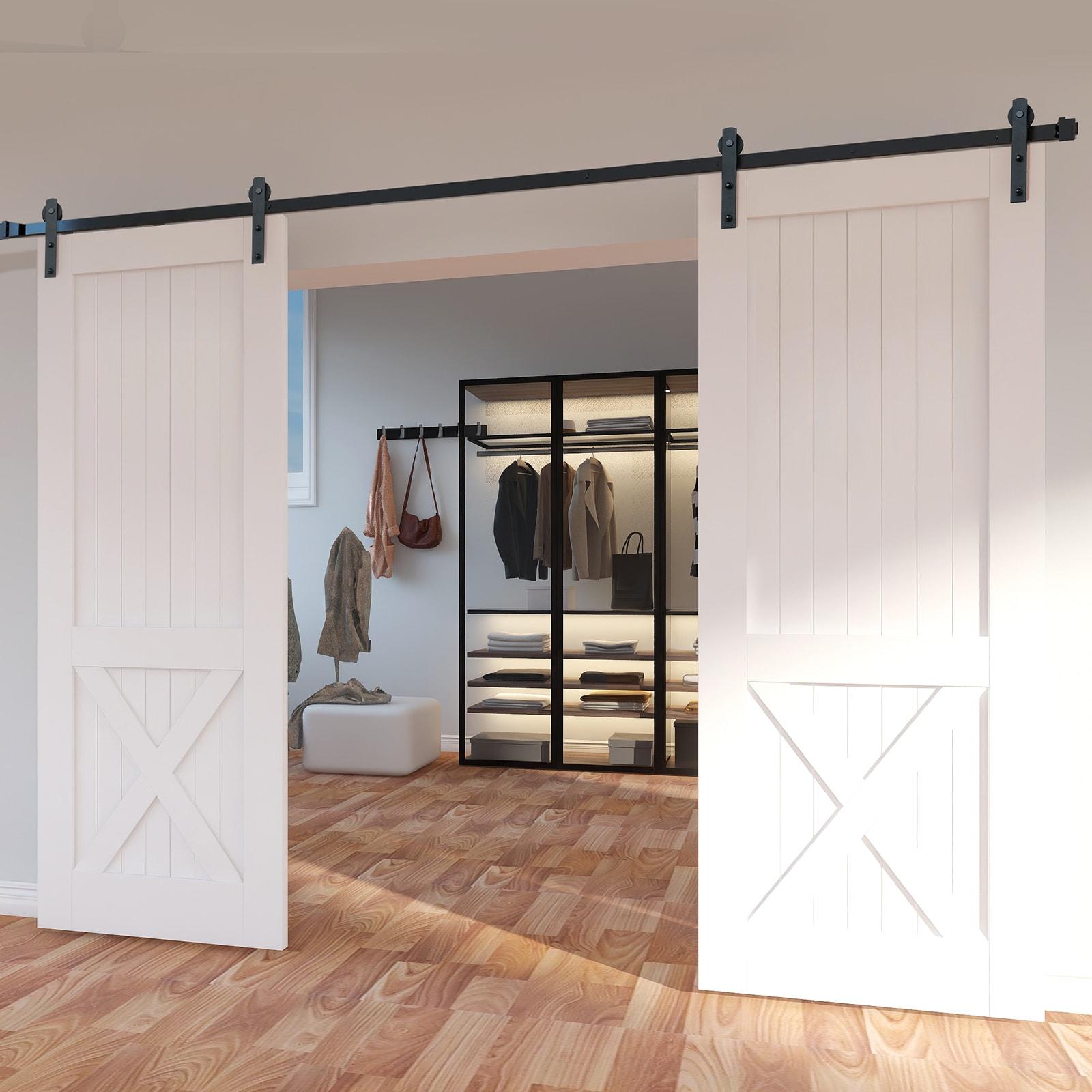 VEVOR Black Steel Single Door Barn Door Hardware Kit Standard Single