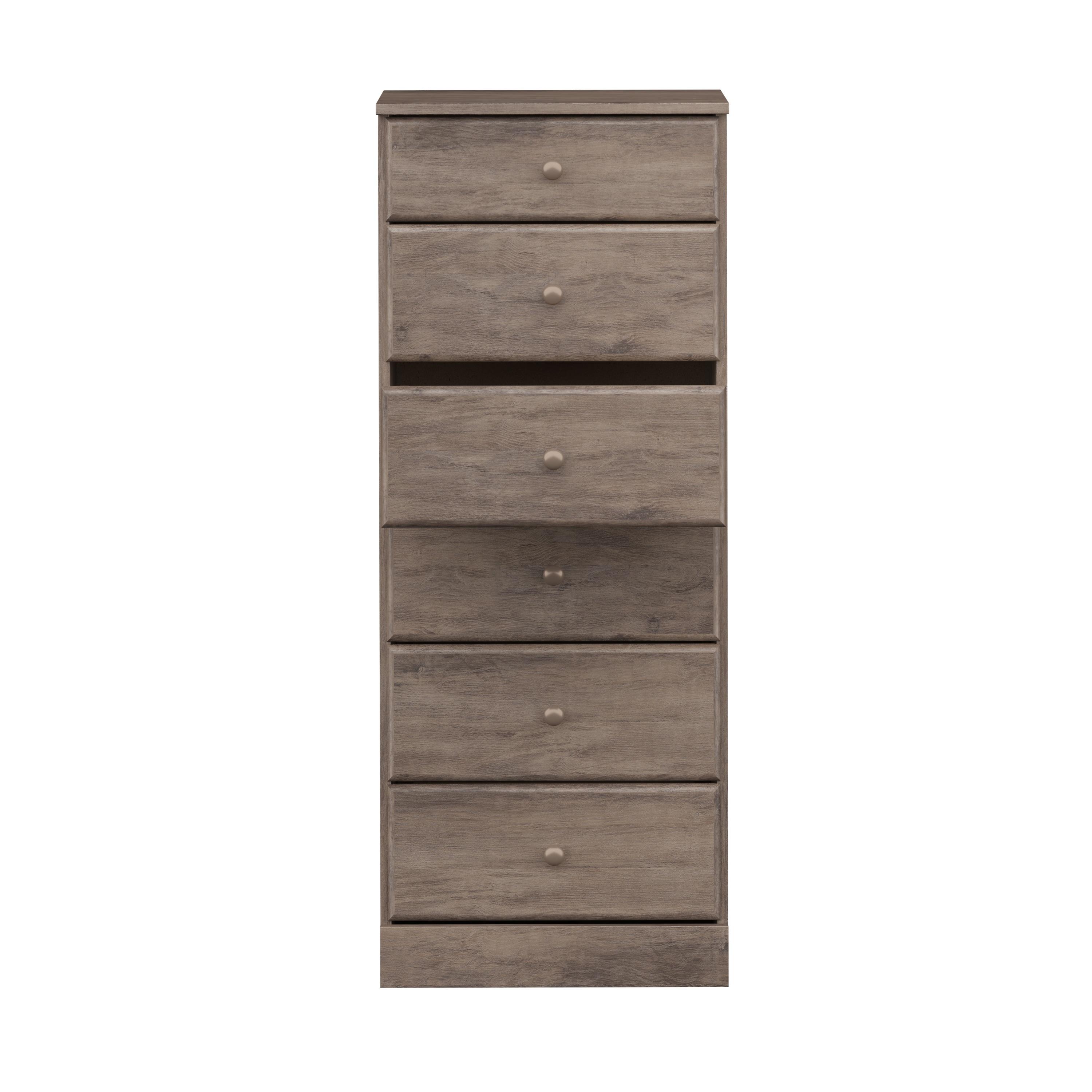 Astrid 6 Drawer Tall Chest Drifted Gray - Prepac: Space-Saving Storage for Small Rooms