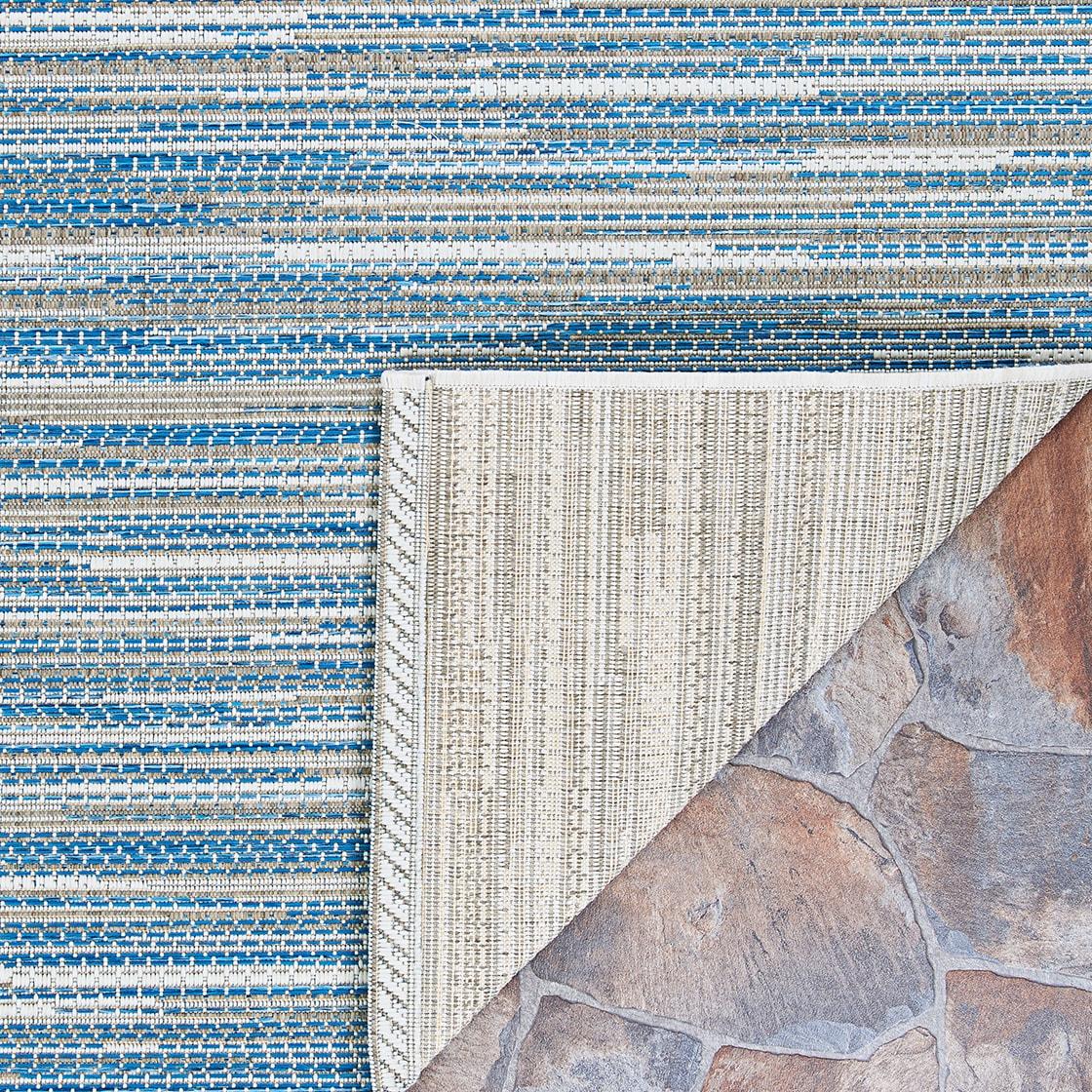 Couristan Monte Carlo Coastal Breeze Indoor/Outdoor Area Rug, 2'3" x 7'10" Runner, Ocean-Champagne
