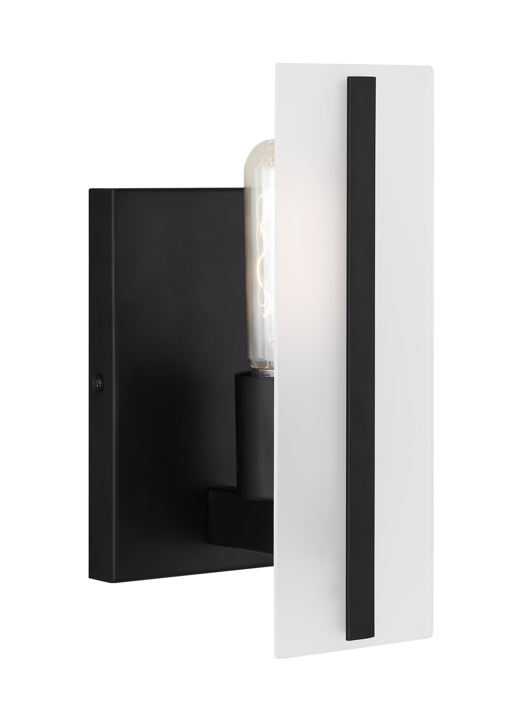 Midnight Black Satin Etched Glass Wall Sconce