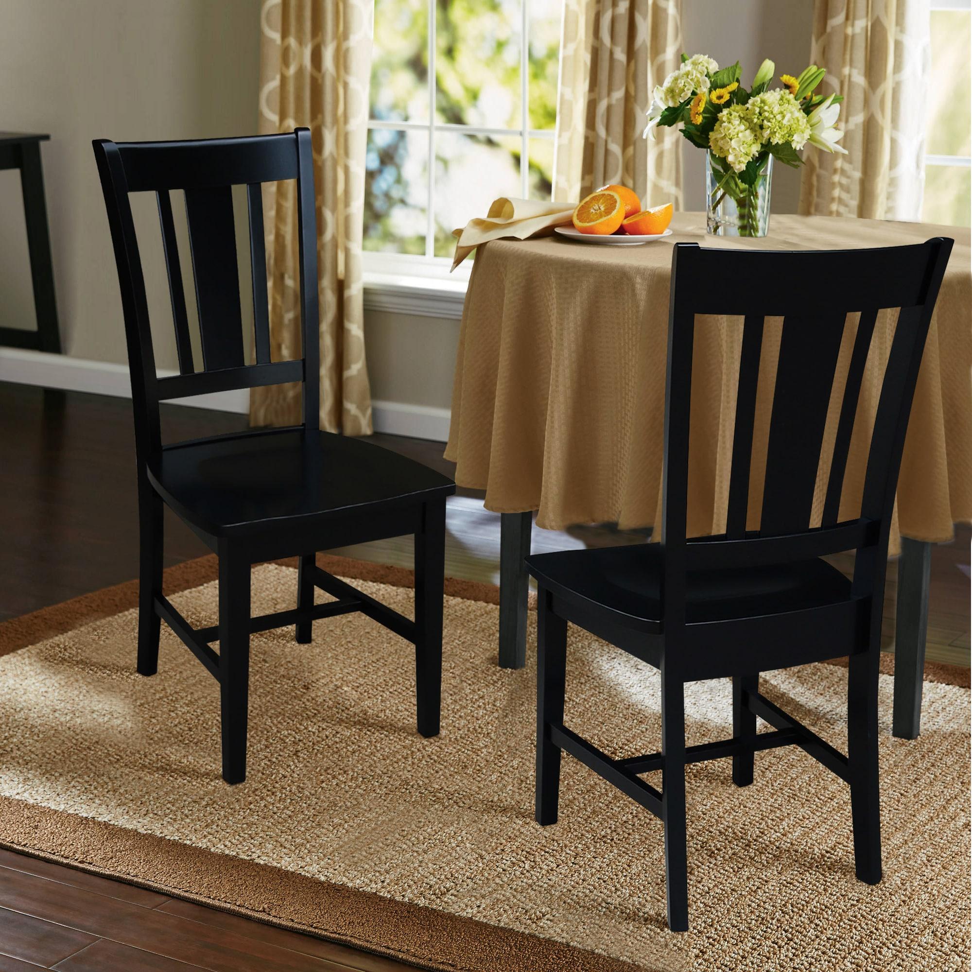 International Concepts Set of 2 San Remo Splatback Chairs Jet Black: Rubberwood Frame, Armless Design