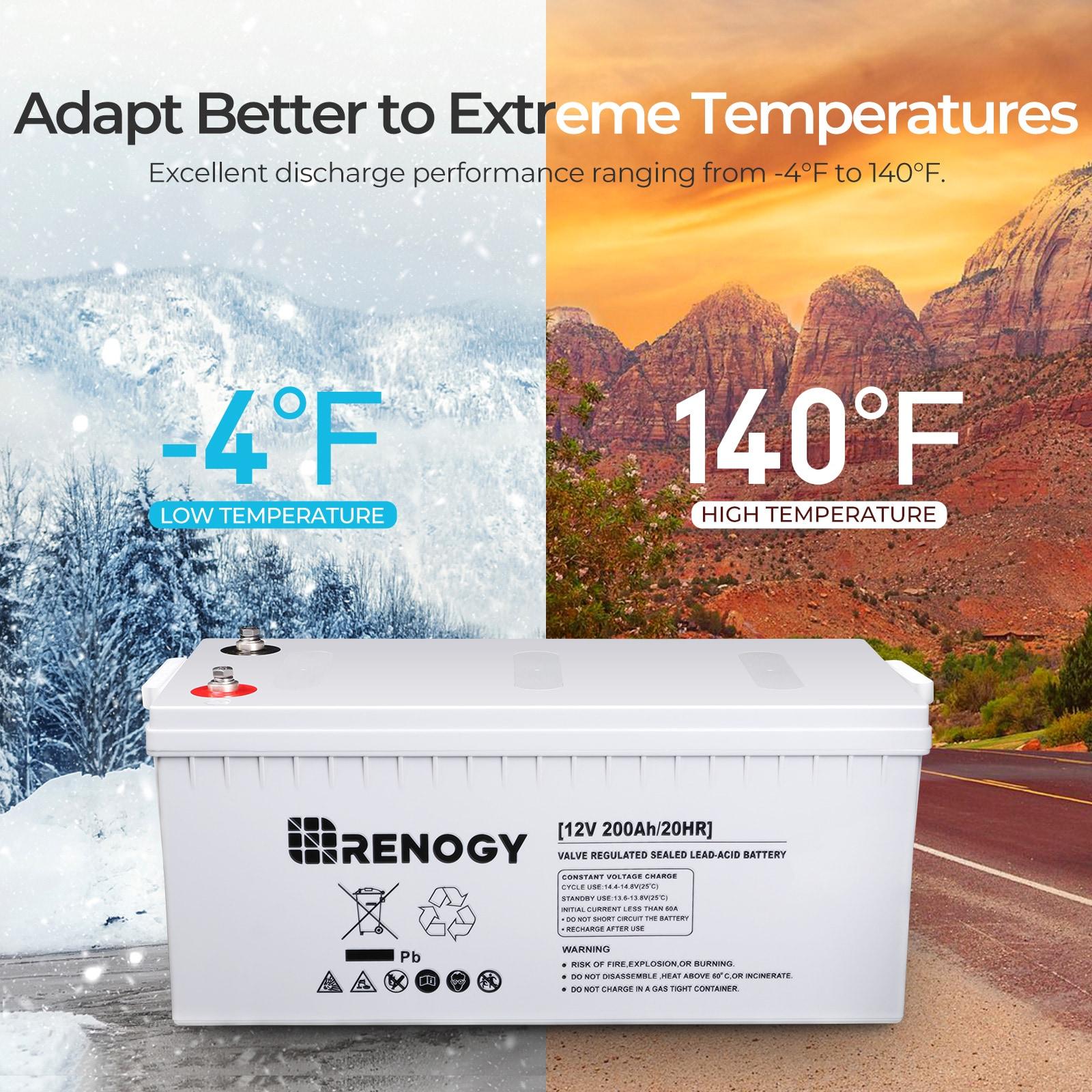 Renogy Deep Cycle AGM Battery 12 Volt 200Ah, 2000A Max Discharge Current, Safe Charge Most Home Appliances for RV, Camping, Cabin, Marine and Off-Grid System, Maintenance-Free