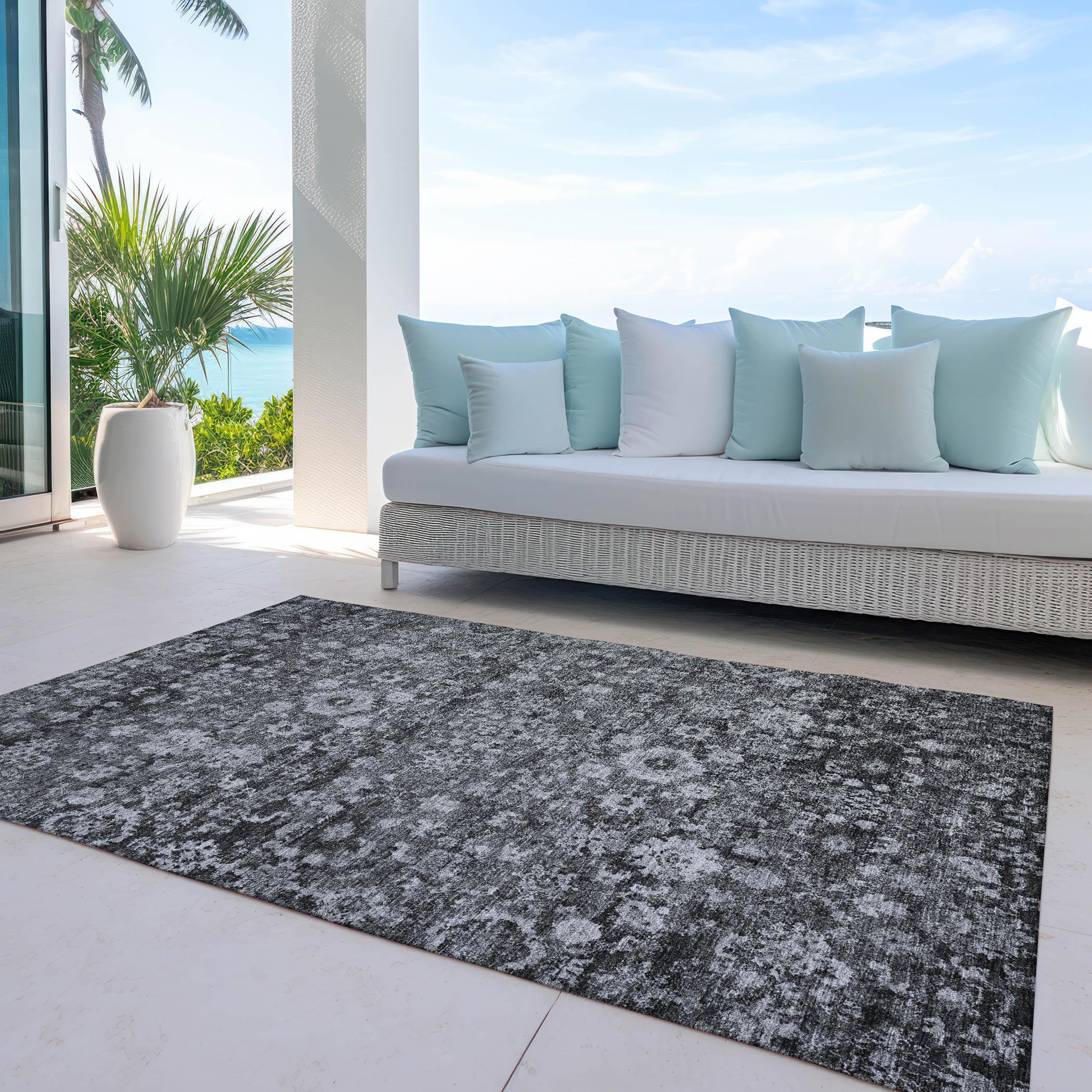 Addison Rugs Chantille ACN651 Gray 8' x 10' Indoor Outdoor Area Rug, Easy Clean, Machine Washable, Non Shedding, Bedroom, Living Room, Dining Room, Kitchen, Patio Rug