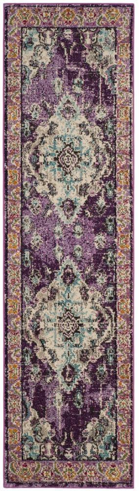 Monaco MNC243 Power Loomed Indoor Runner Rug - Violet/Light Blue - 2'2"x8' - Safavieh.