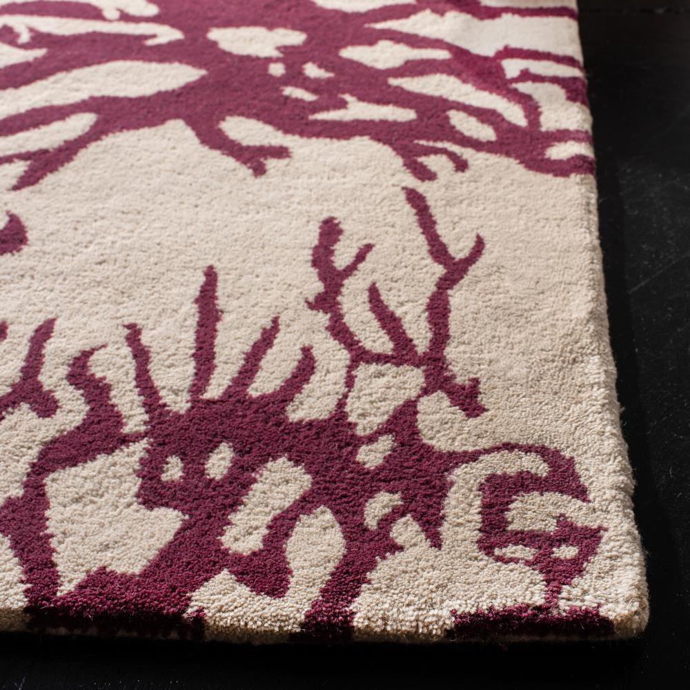Bella BEL115 Hand Tufted Area Rug - Beige/Purple - 5'x5' - Safavieh.