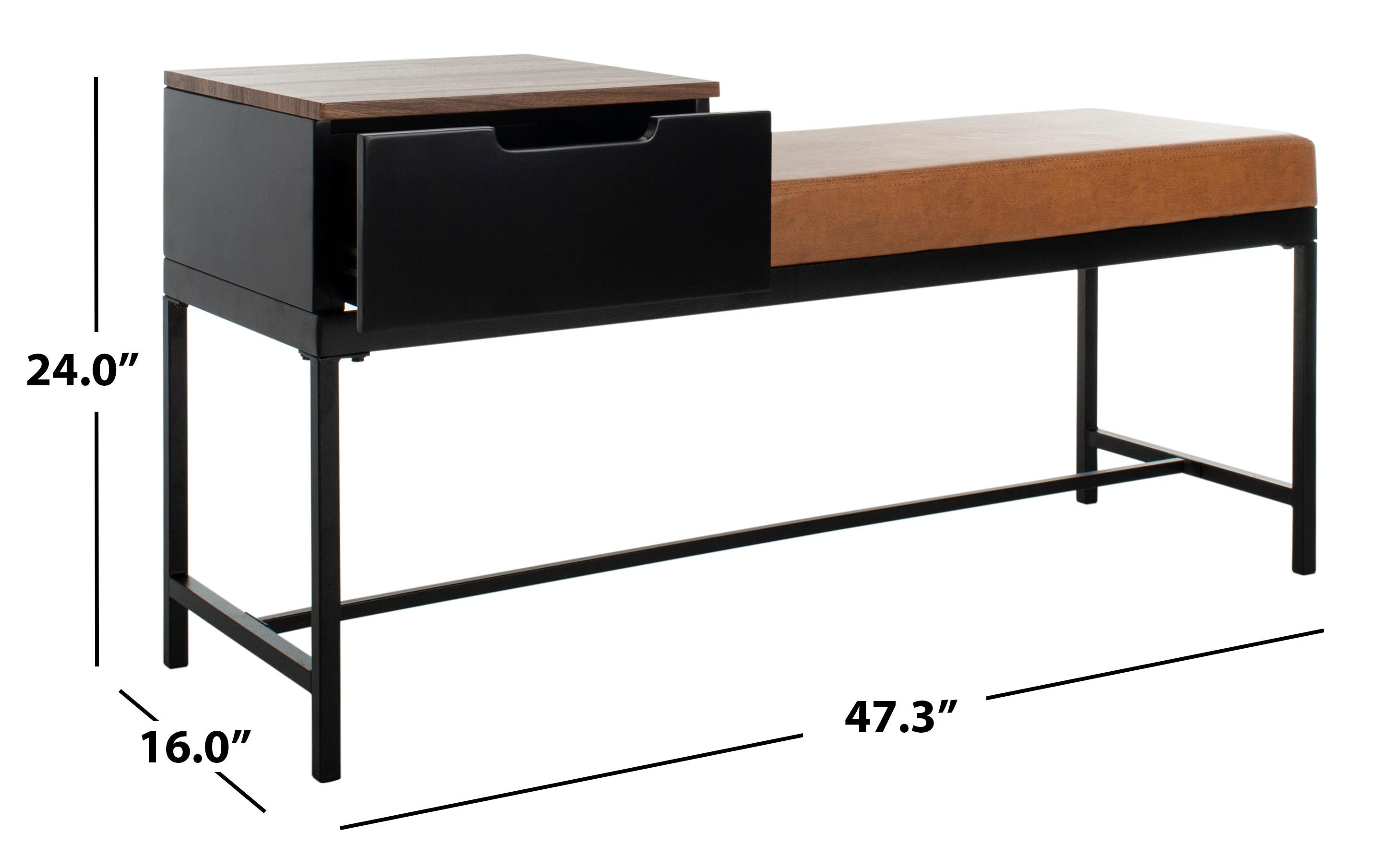 Maruka Bench with Storage - Brown/Brown - Safavieh