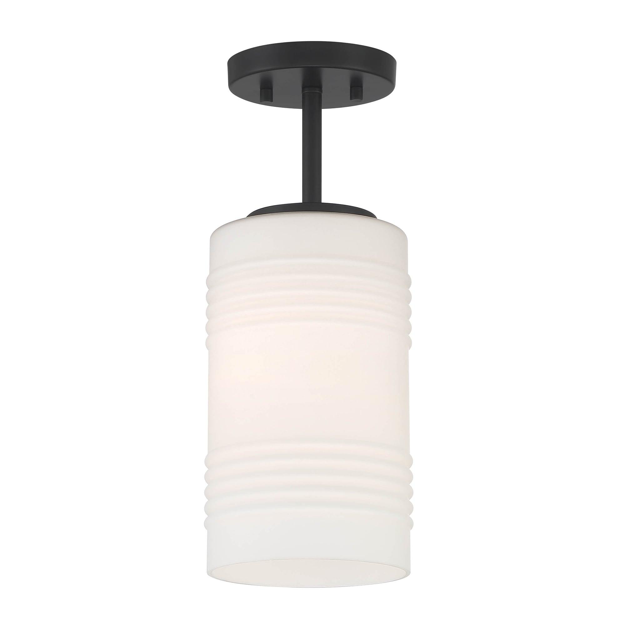 Leavenworth Matte Black and Gold Glass Semi-Flush Ceiling Light