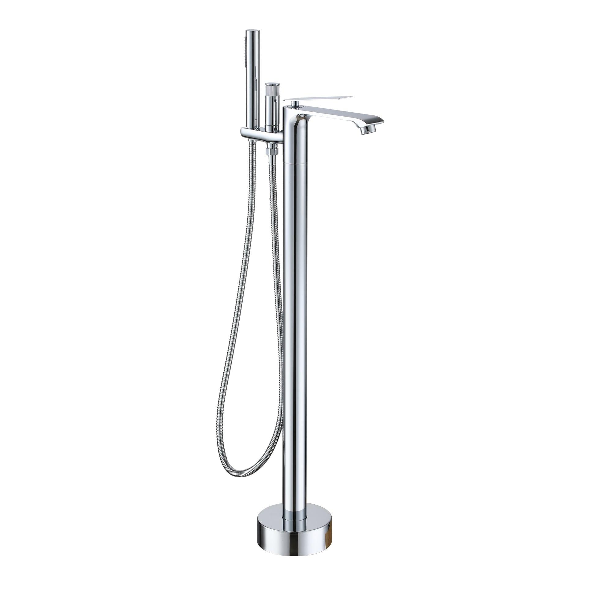 Single Handle Free Standing Bathtub Faucet with Diverter and Handshower