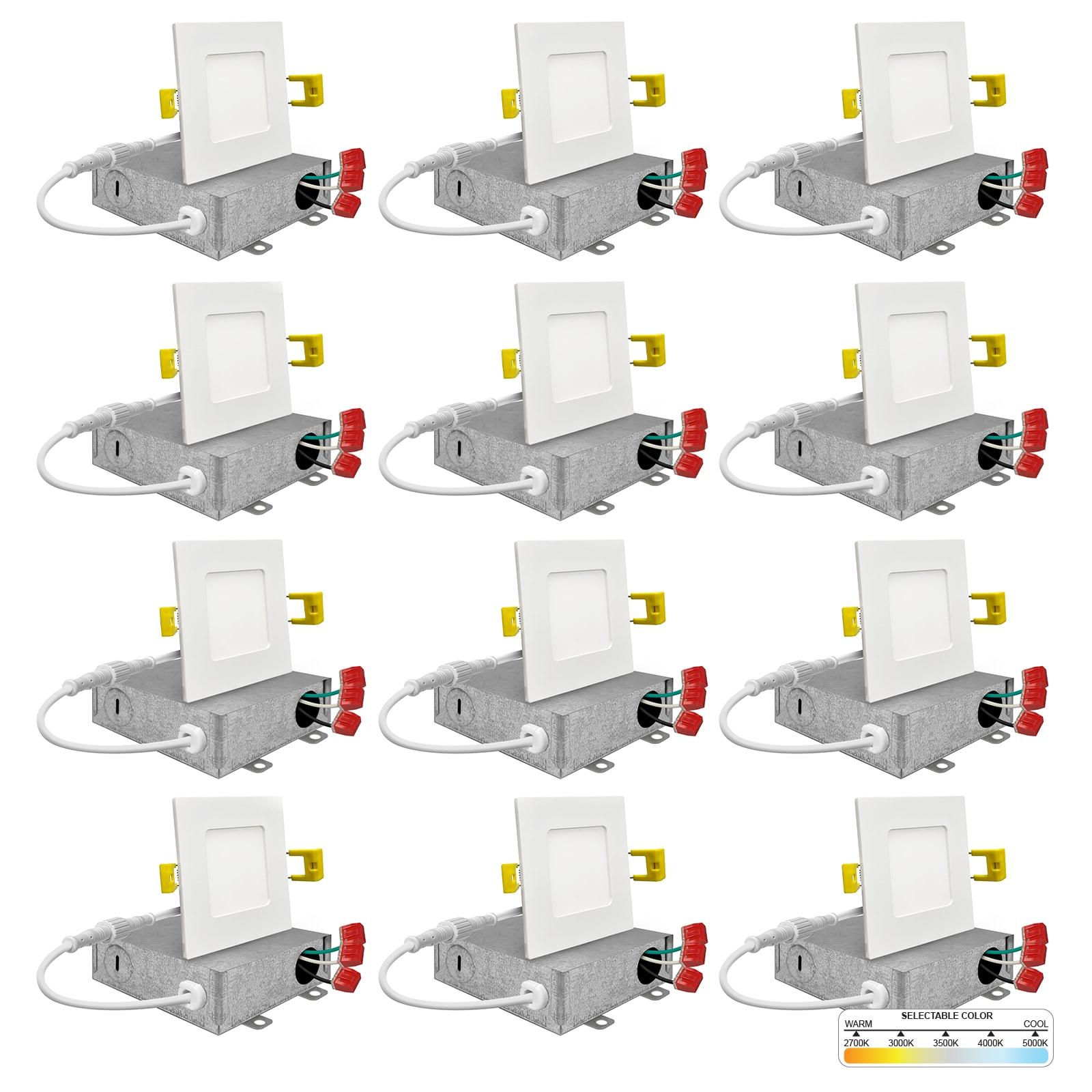 Panel Downlight 3.75'' Selectable Color Temperature Dimmable Air-Tight IC Rated LED Canless Recessed Lighting Kit