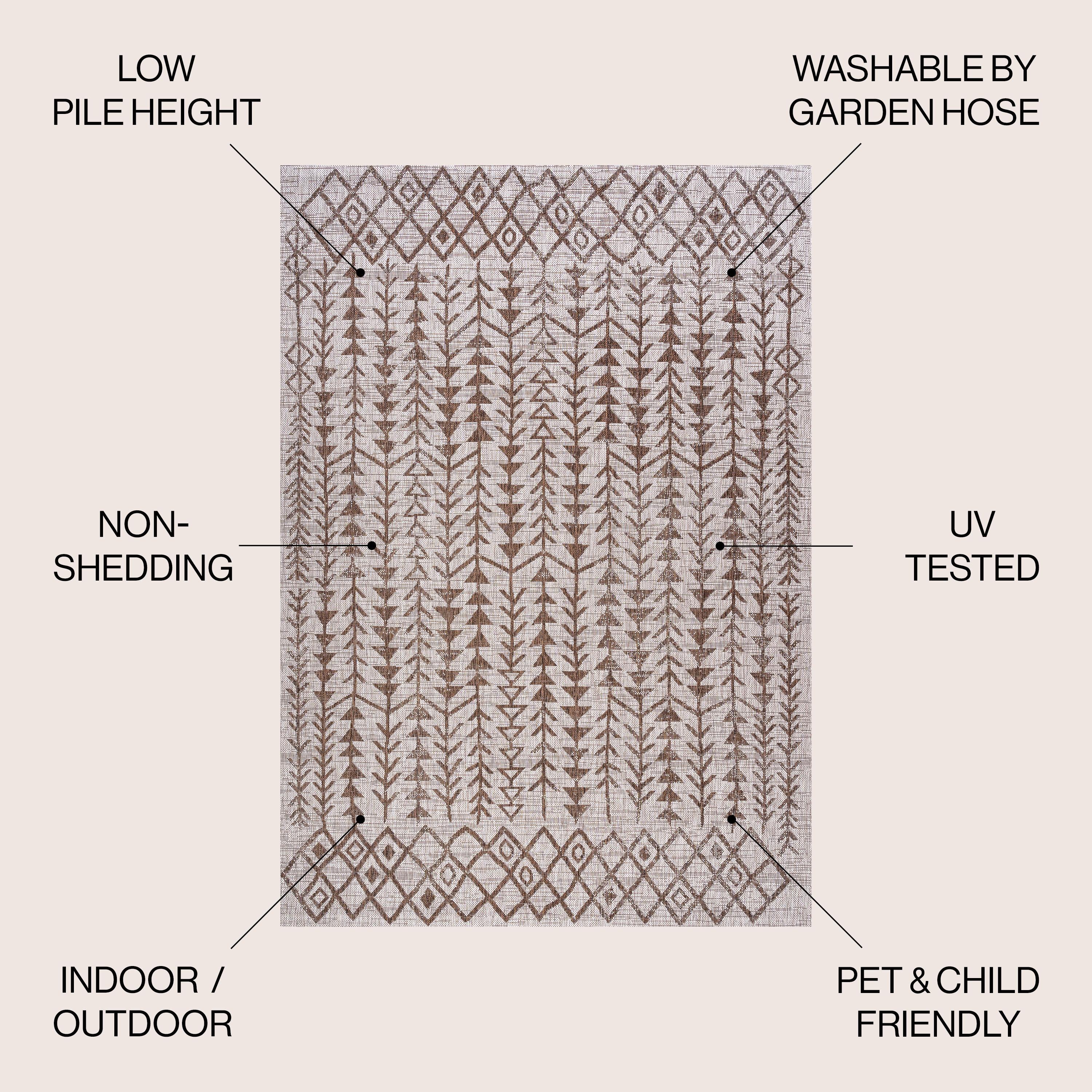 8'x10' Tokay Bohemian Geometric Indoor/Outdoor Area Rug, Beige/Brown - JONATHAN Y