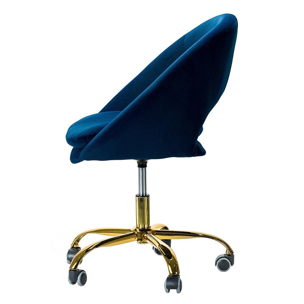 Luxury Office Chair Premium Modern Velvet Swivel Desk Chair with Chic Gold Base in Bold Colors Navy