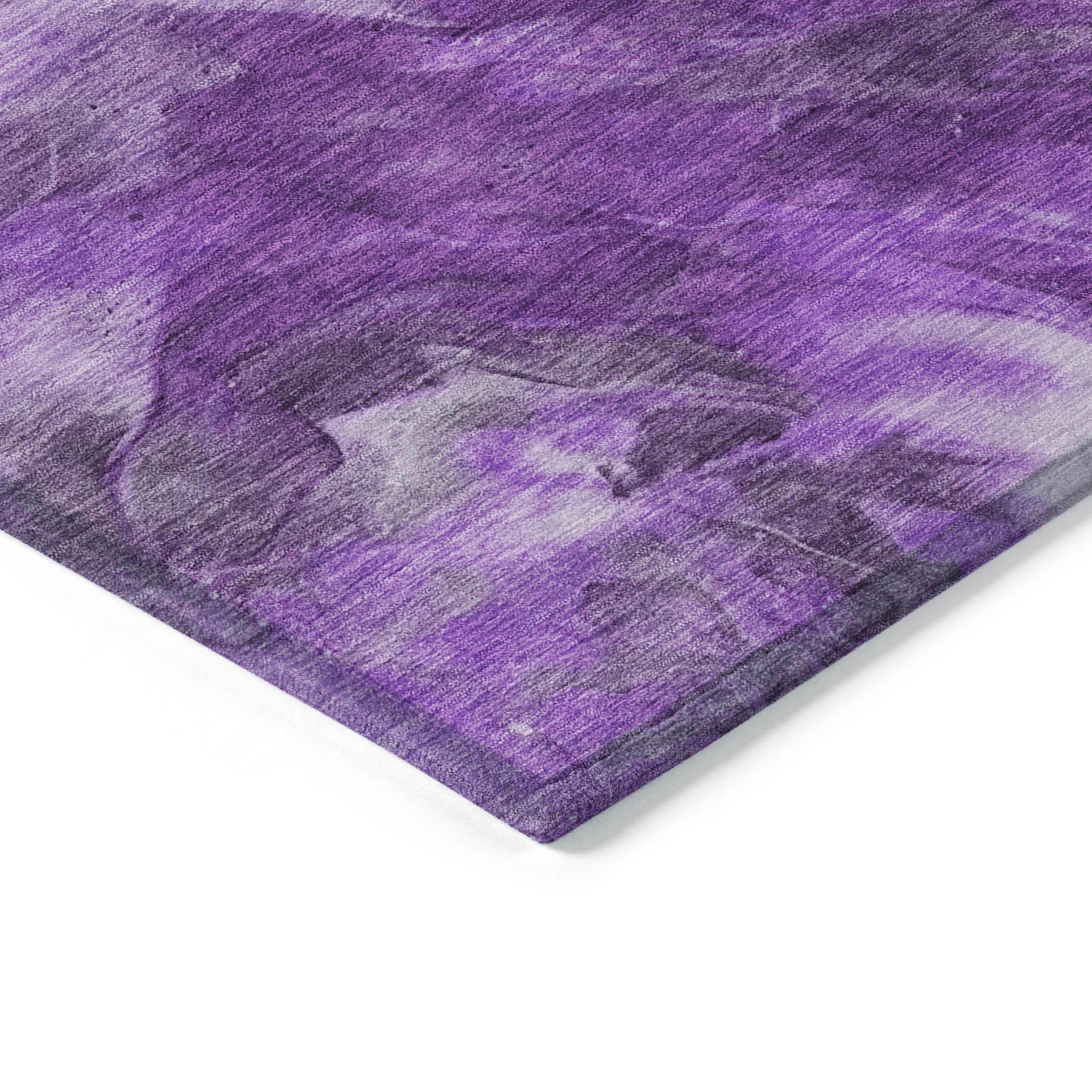 Purple Rectangular Machine-Washable Synthetic Area Rug