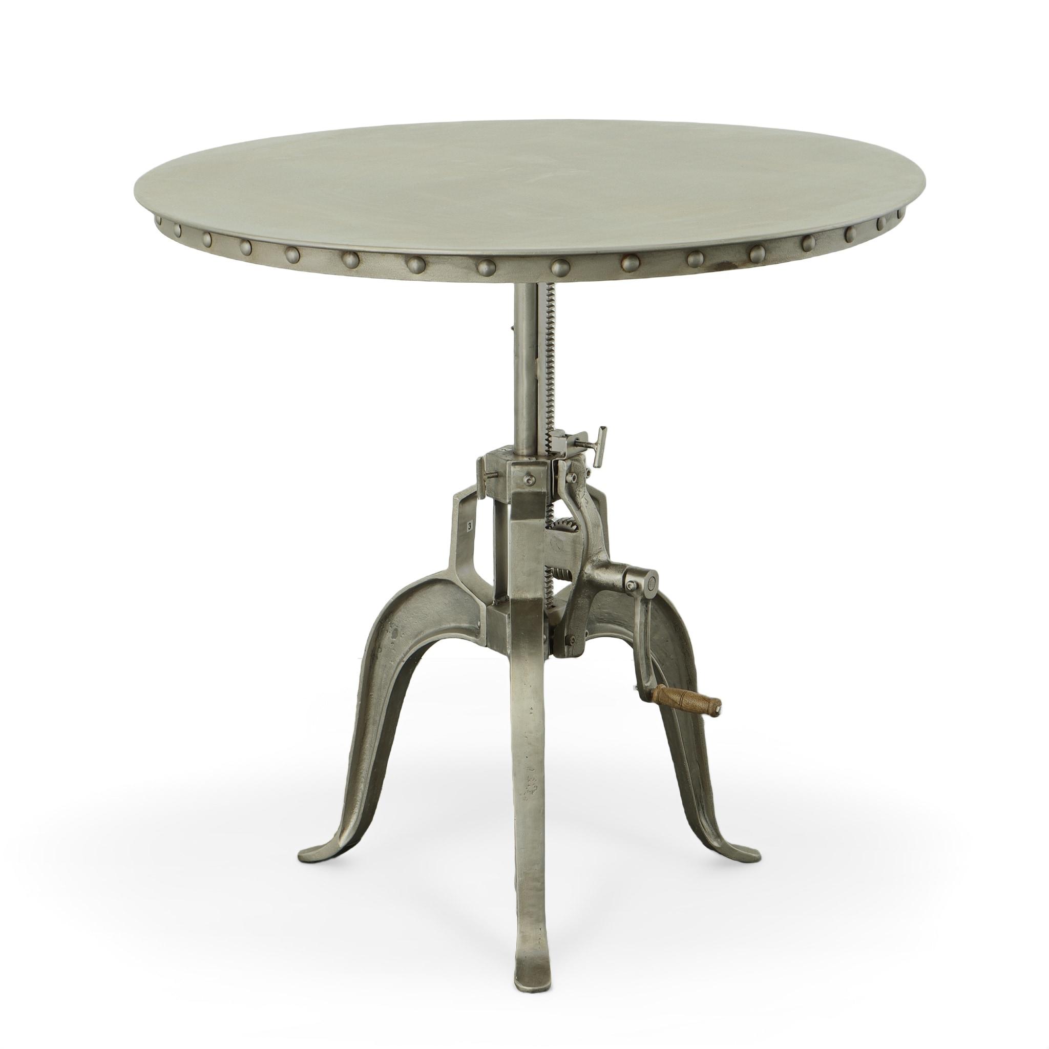 Carolina Classics Mundra Adjustable Crank Metal Accent Table in Antique Nickel