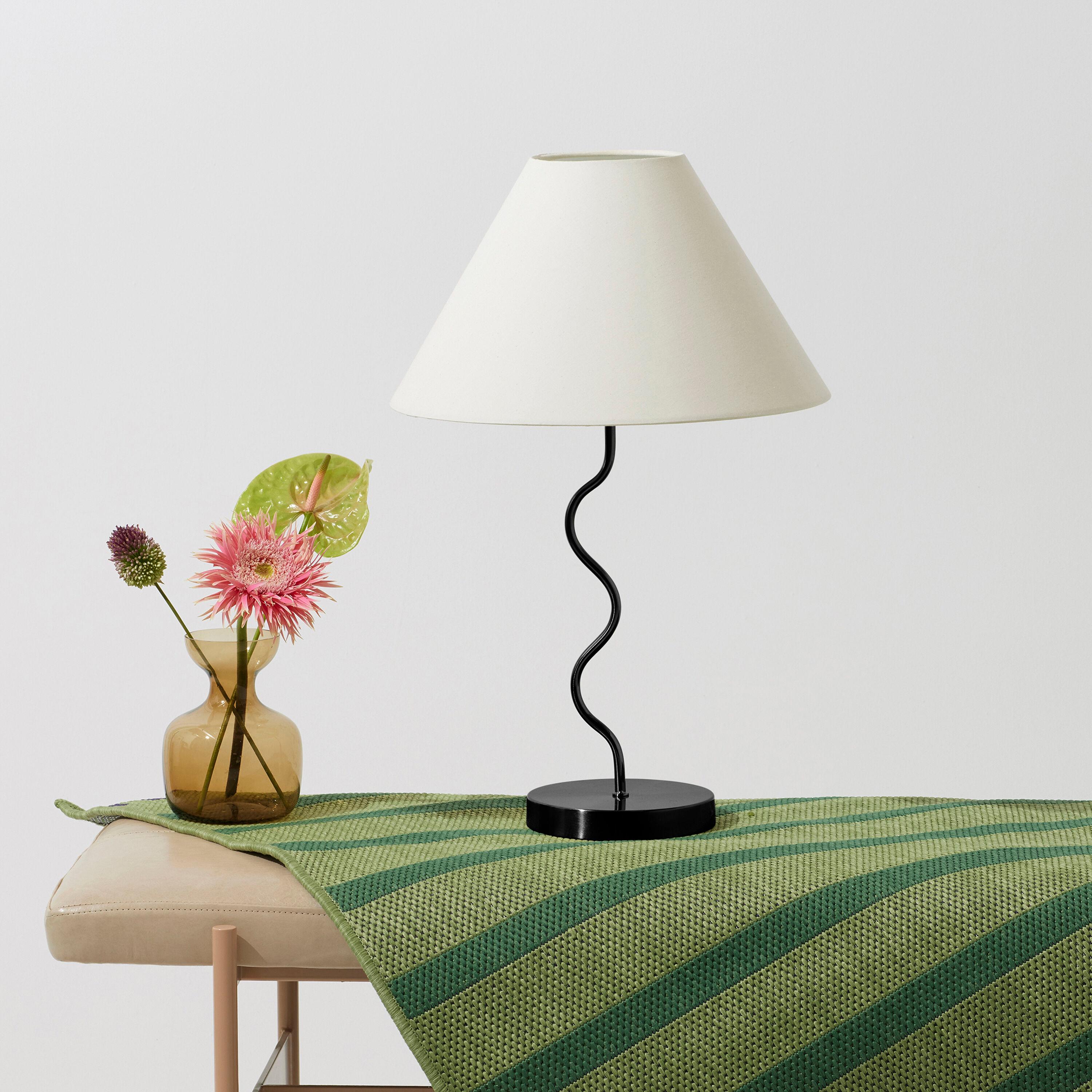 Squiggle 22" LED Table Lamp with Twisting Base and Ivory Empire Shade