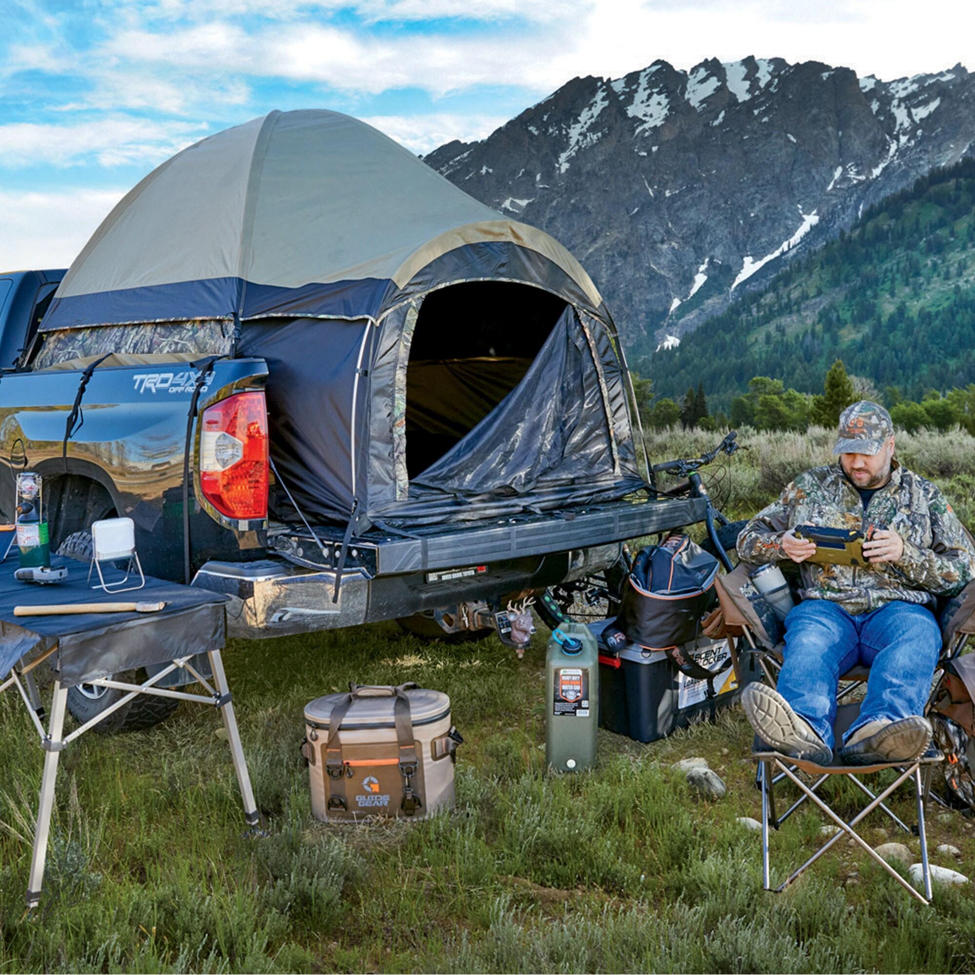 Guide Gear Aluminum Frame Premium Pickup Truck Bed Tent for Camping and Hunting, Outdoors, Bathtub Floor, Cabin Access, Full Size 92 x 60 x 64 inch