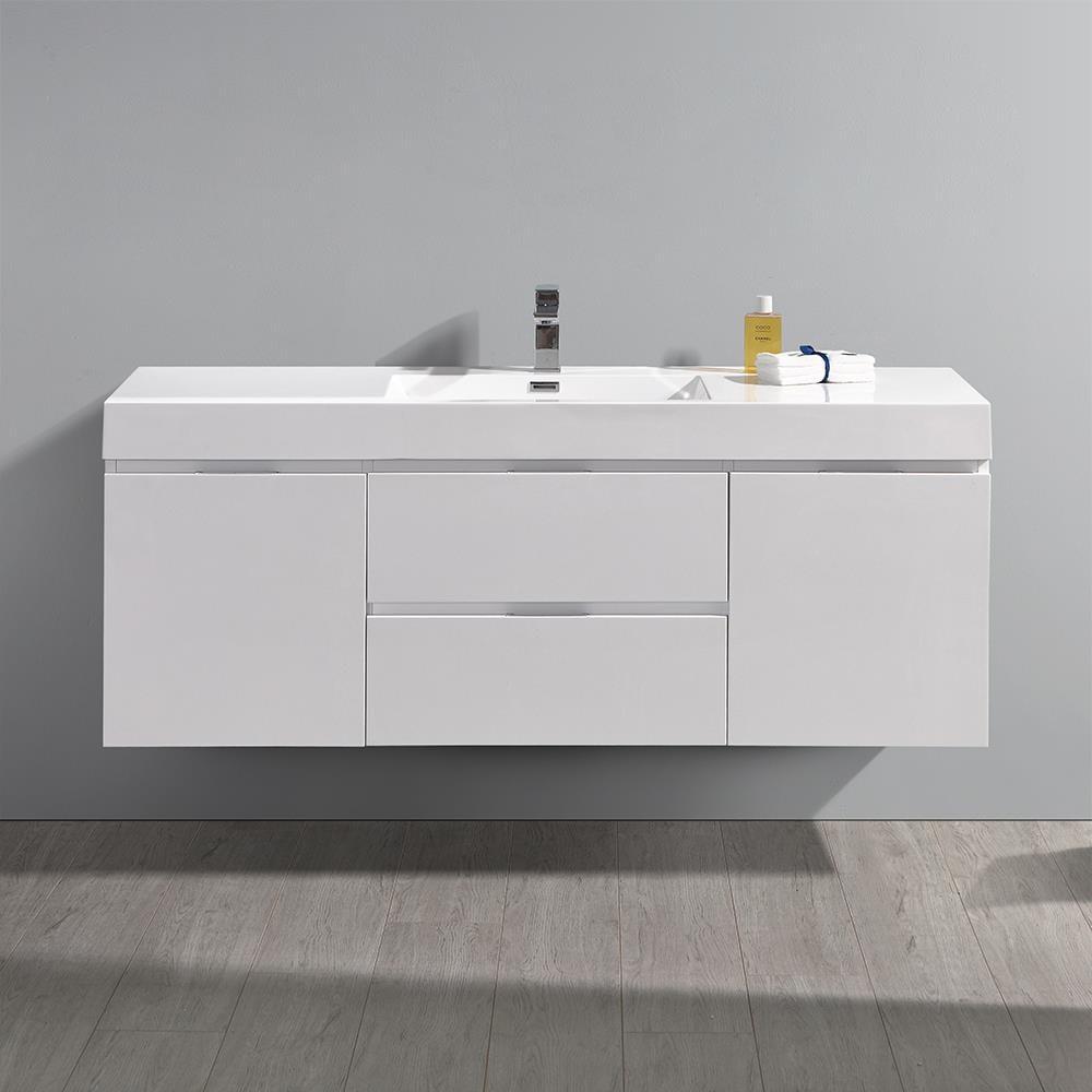 Valencia 60" Wall Mount Single Sink Bathroom Vanity with Top and Sink (Faucet Not Included)
