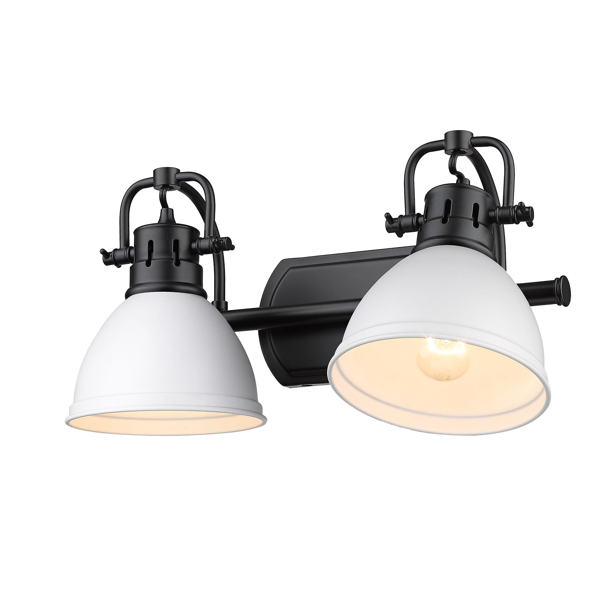 Golden Lighting Duncan 2-Light Vanity Light in Matte Black with Matte White