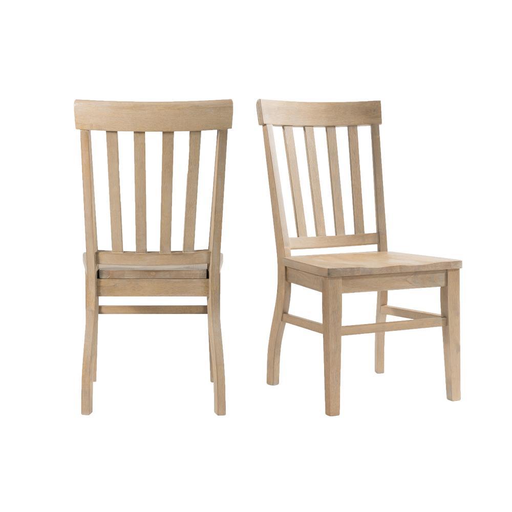 Set of 2 Liam Slat Back Chairs Natural - Picket House Furnishings: Rubberwood Frame, Non-Upholstered, 300lb Capacity