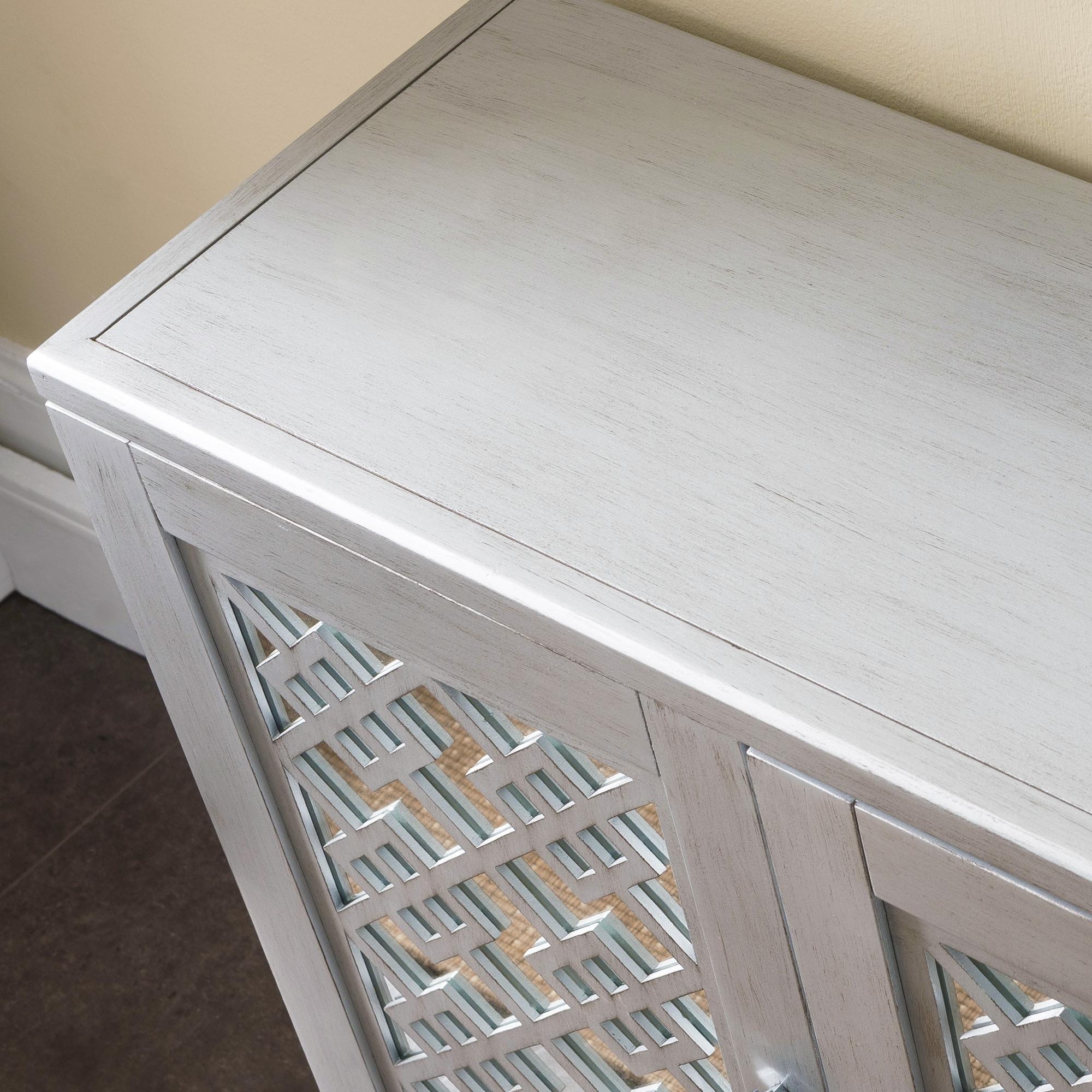 Leick Diamond Mirrored Wood Console Table in Silver Leaf