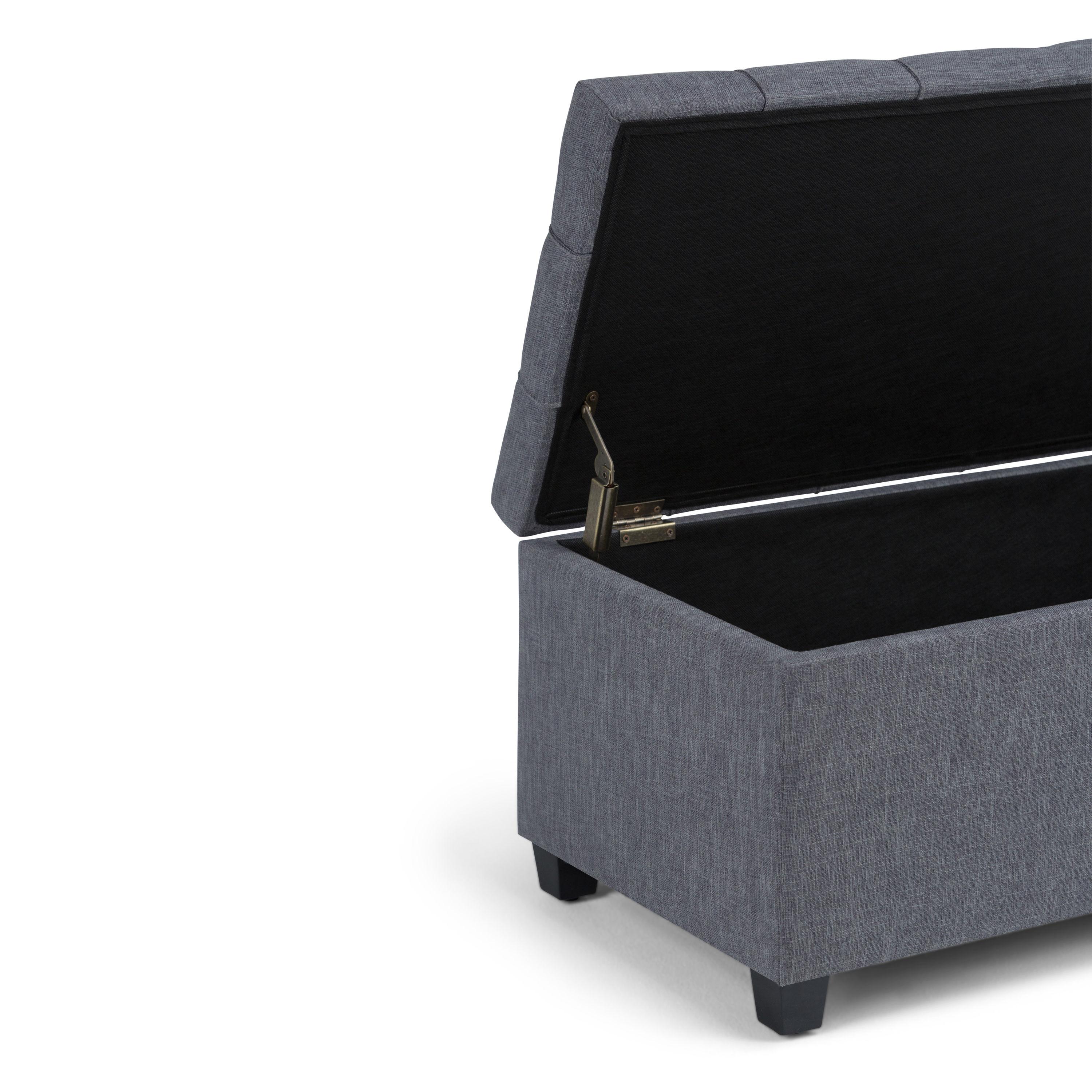 Simpli Home Sienna 33"W Upholstered Storage Ottoman Bench with Lift-Up Tufted Top
