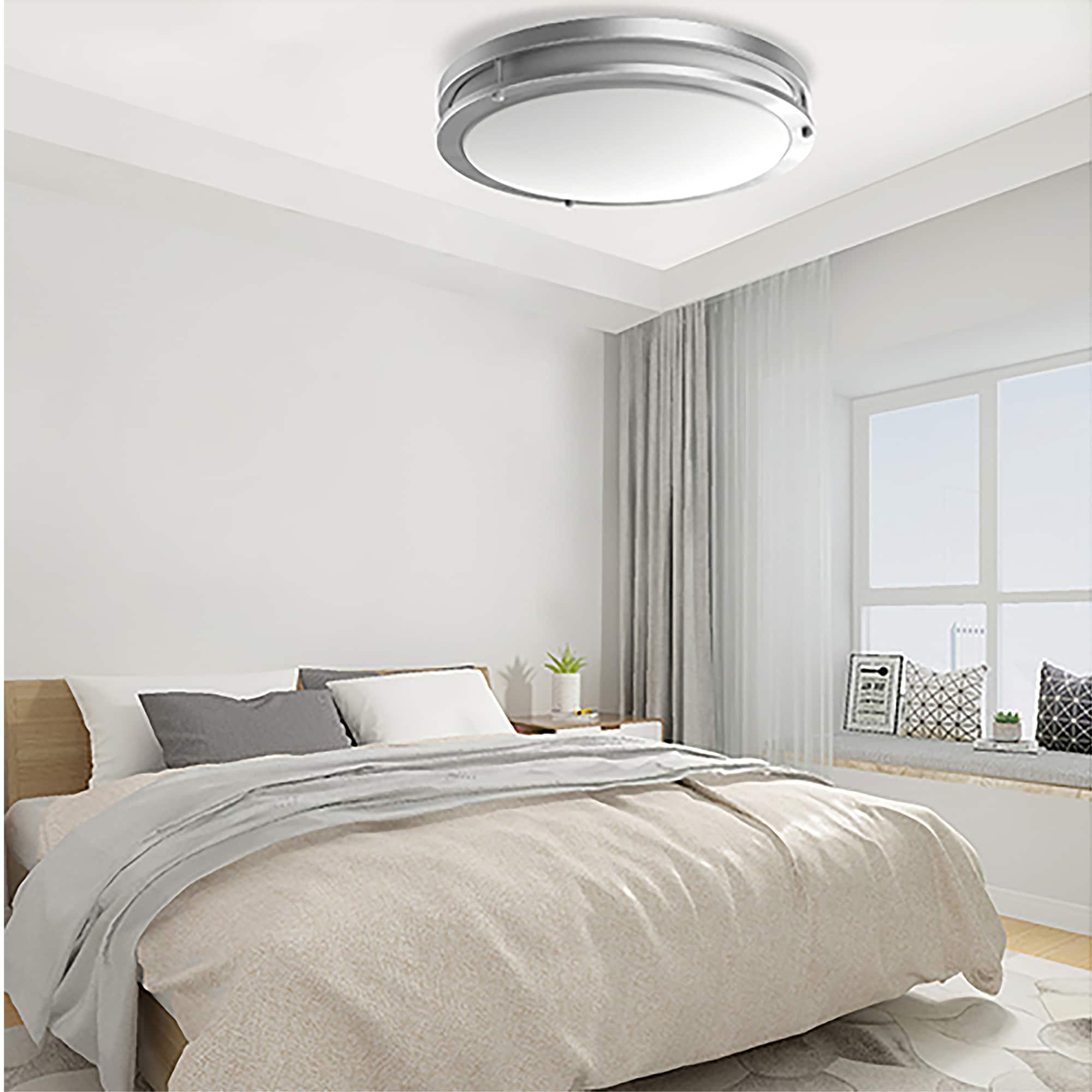 ENERGETIC 14" LED Ceiling Light, Dimmable Modern Flush Mount, Brushed Nickel, 3 Color Temperature