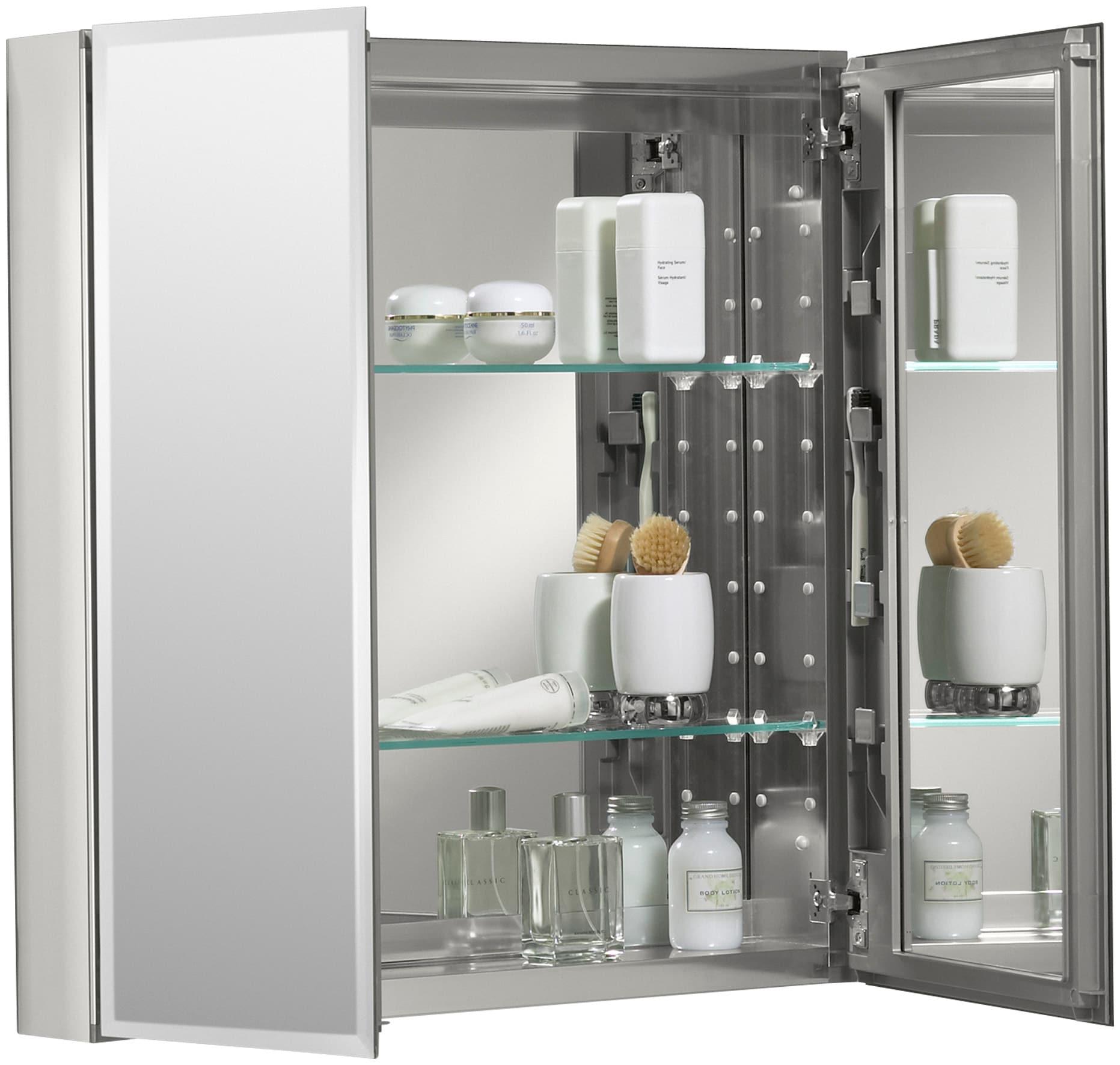 CLC Aluminum Two-Door Medicine Cabinet With Mirrored Doors, Beveled Edges