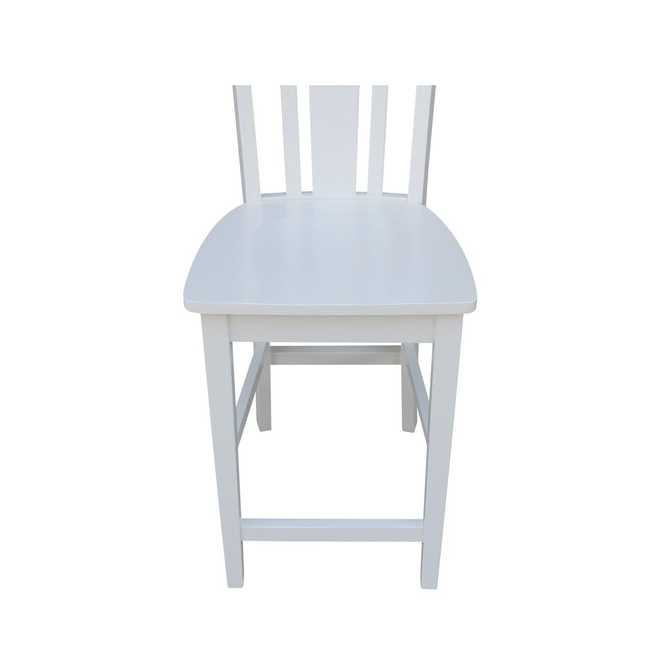 24" San Remo Counter Height Barstool Off White - International Concepts: Solid Wood, Slat Back