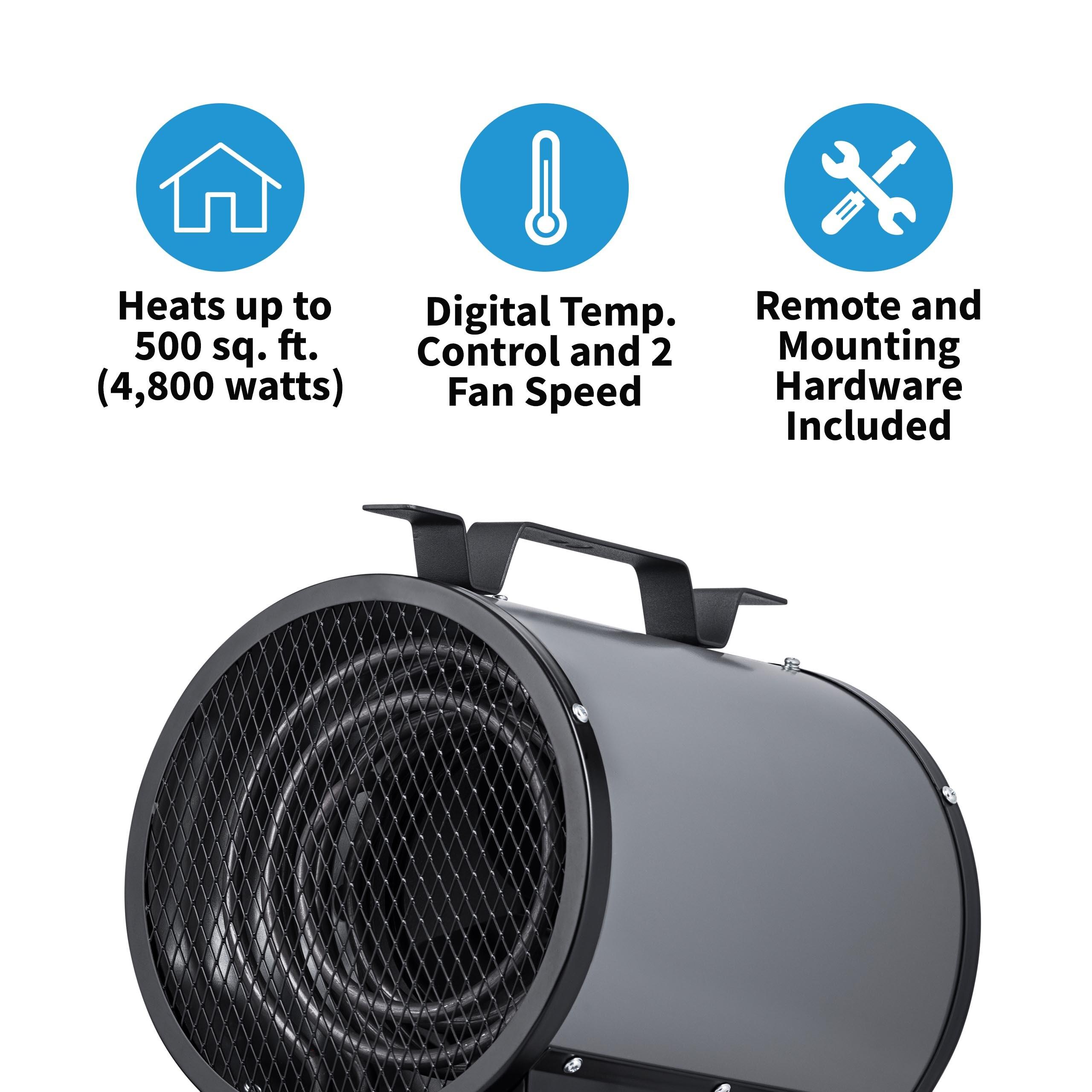 Newair Freestanding or Ceiling/Wall Mounted 240v Electric Garage Heater, 500 sq. ft. with Remote Control