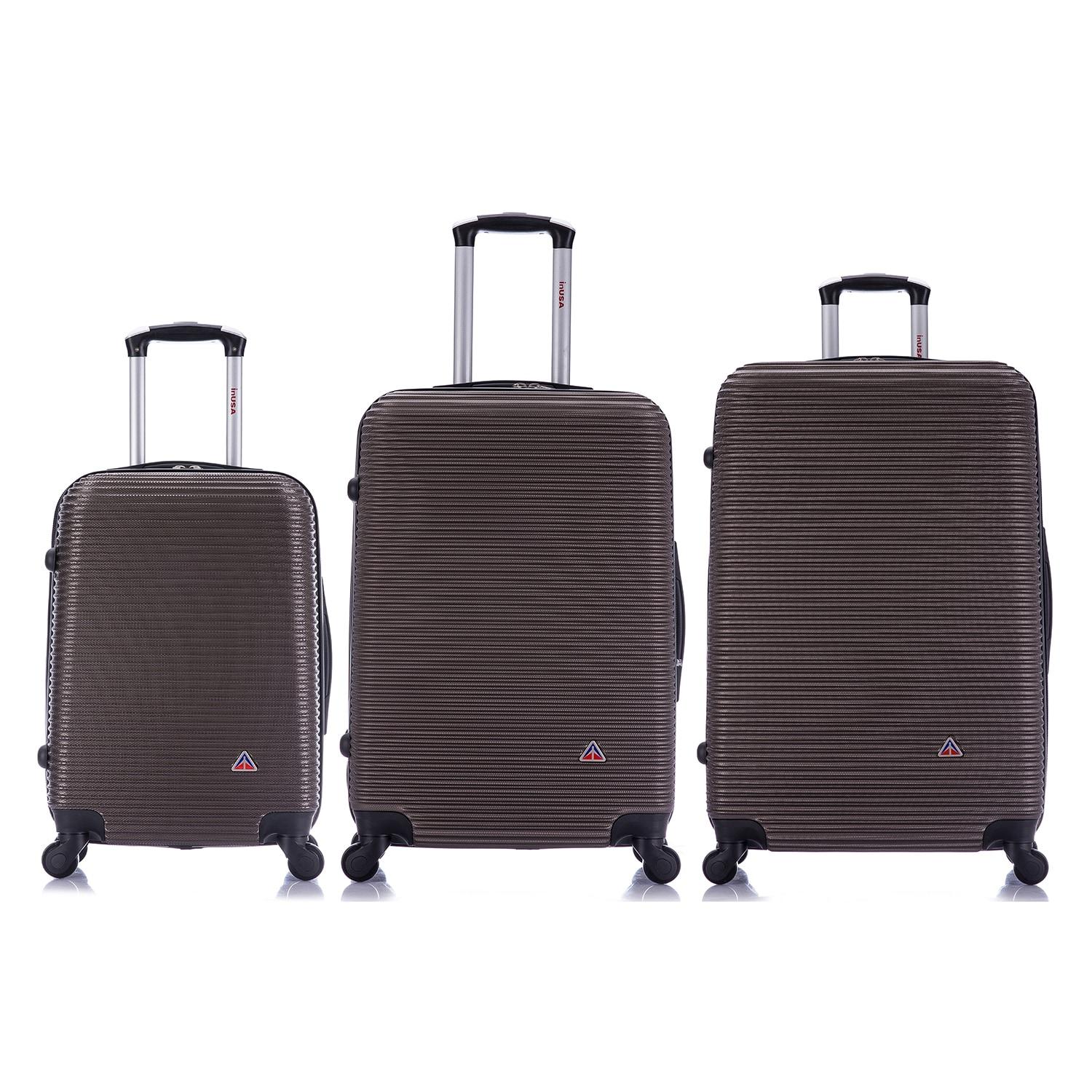 InUSA Royal 3pc Hardside Checked Spinner Luggage Set - Brown