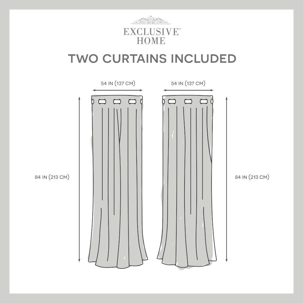 Set of 2 84"x54" Panza Sheer Linen Printed Metallic Geometric Grommet Top Window Curtain Panel - White Silver - Exclusive Home