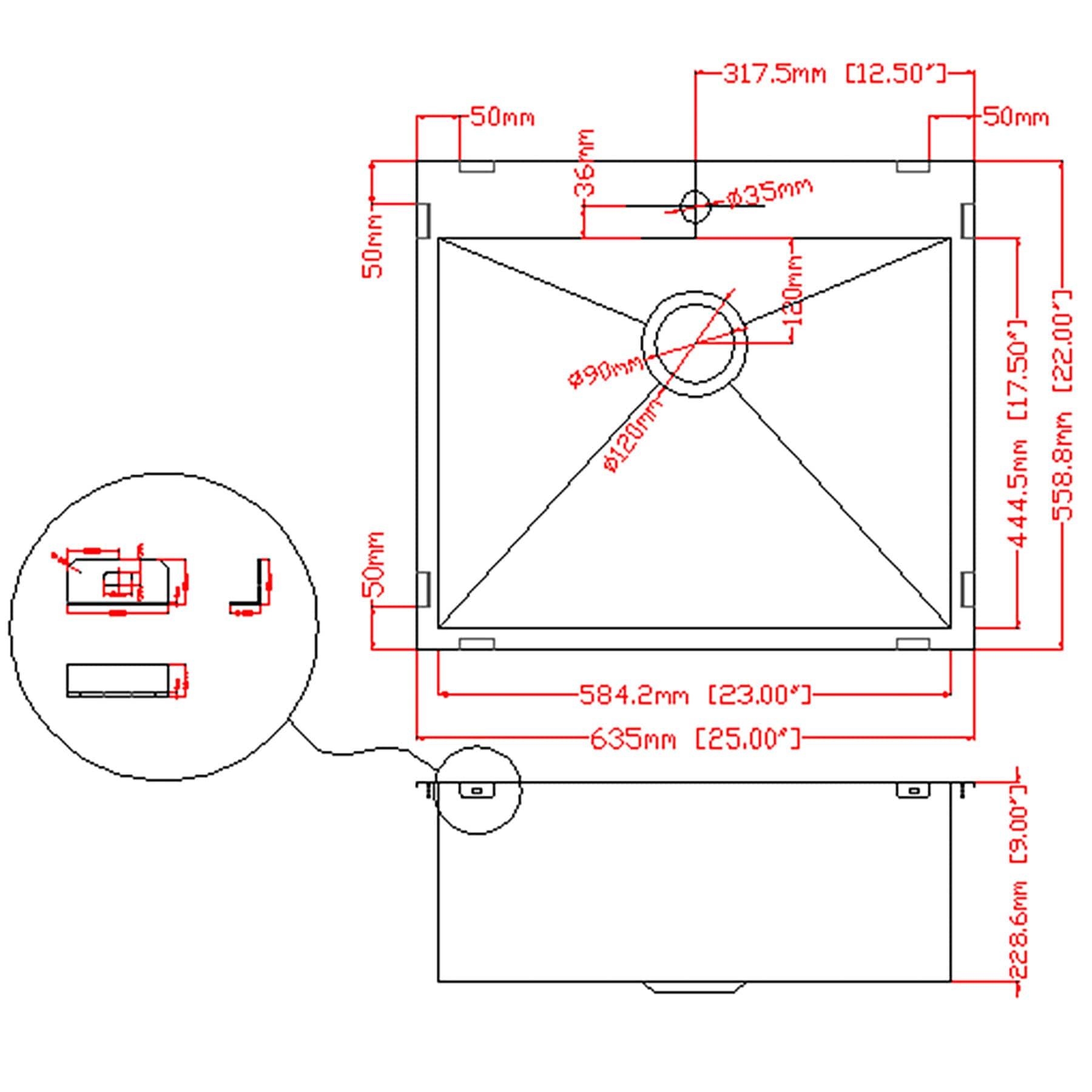 Drop-In 25-in x 22-in Brushed Stainless Steel Single Bowl 1-Hole Kitchen Sink All-in-one Kit