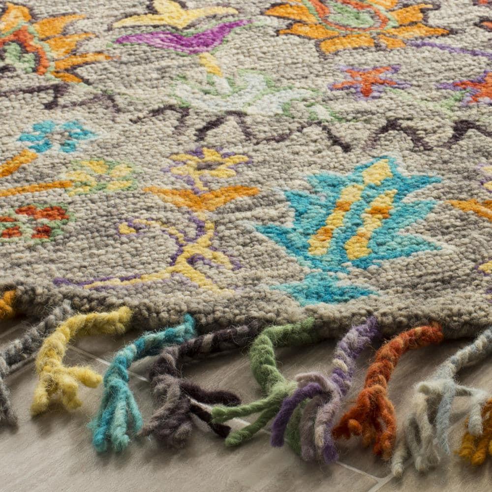 Blossom BLM453 Hand Tufted Indoor Area Rug - Grey/Multi - 8' Round - Safavieh