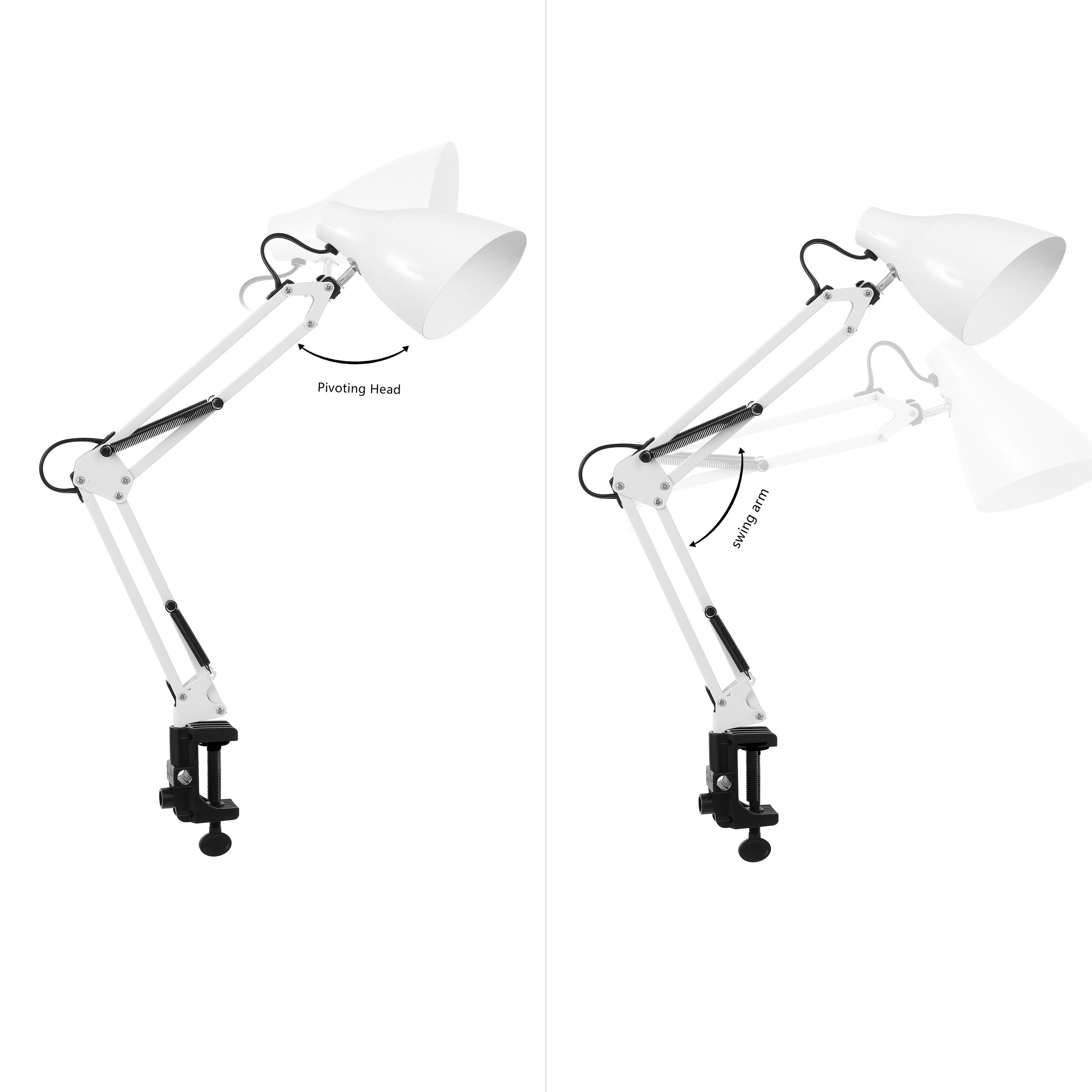 Odile 28.5" Classic Industrial Adjustable Articulated Clamp-On LED Task Lamp, White