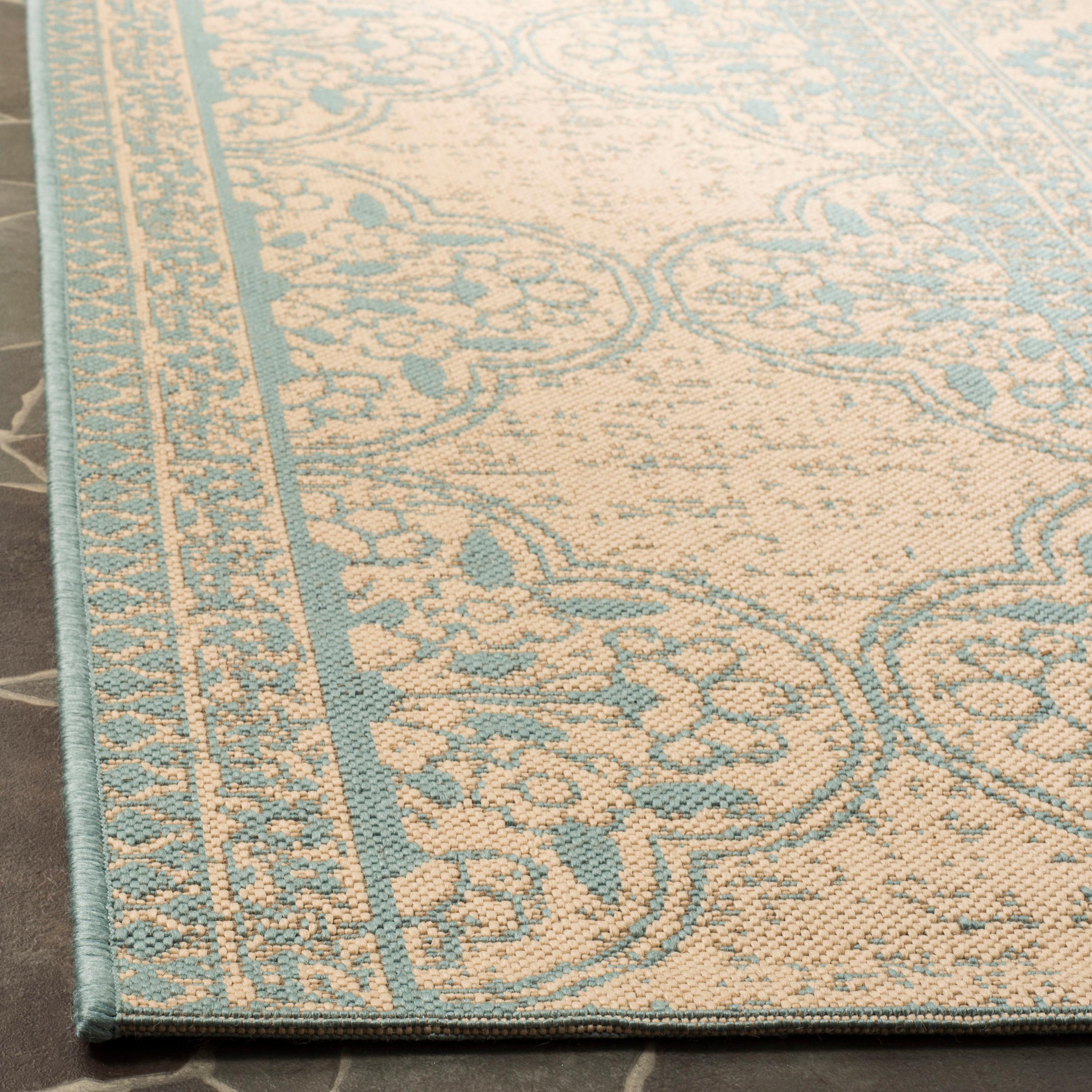 Linden LND174 Power Loomed Area Rug - Aqua/Cream - 8'x10' - Safavieh