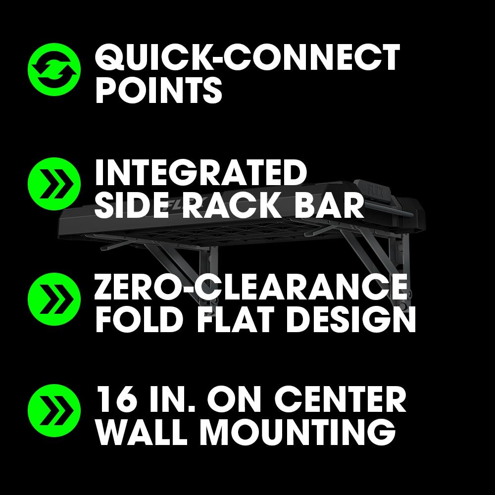 Flex Black and Gray Folding Rack Shelf with Quick-Connect Latch
