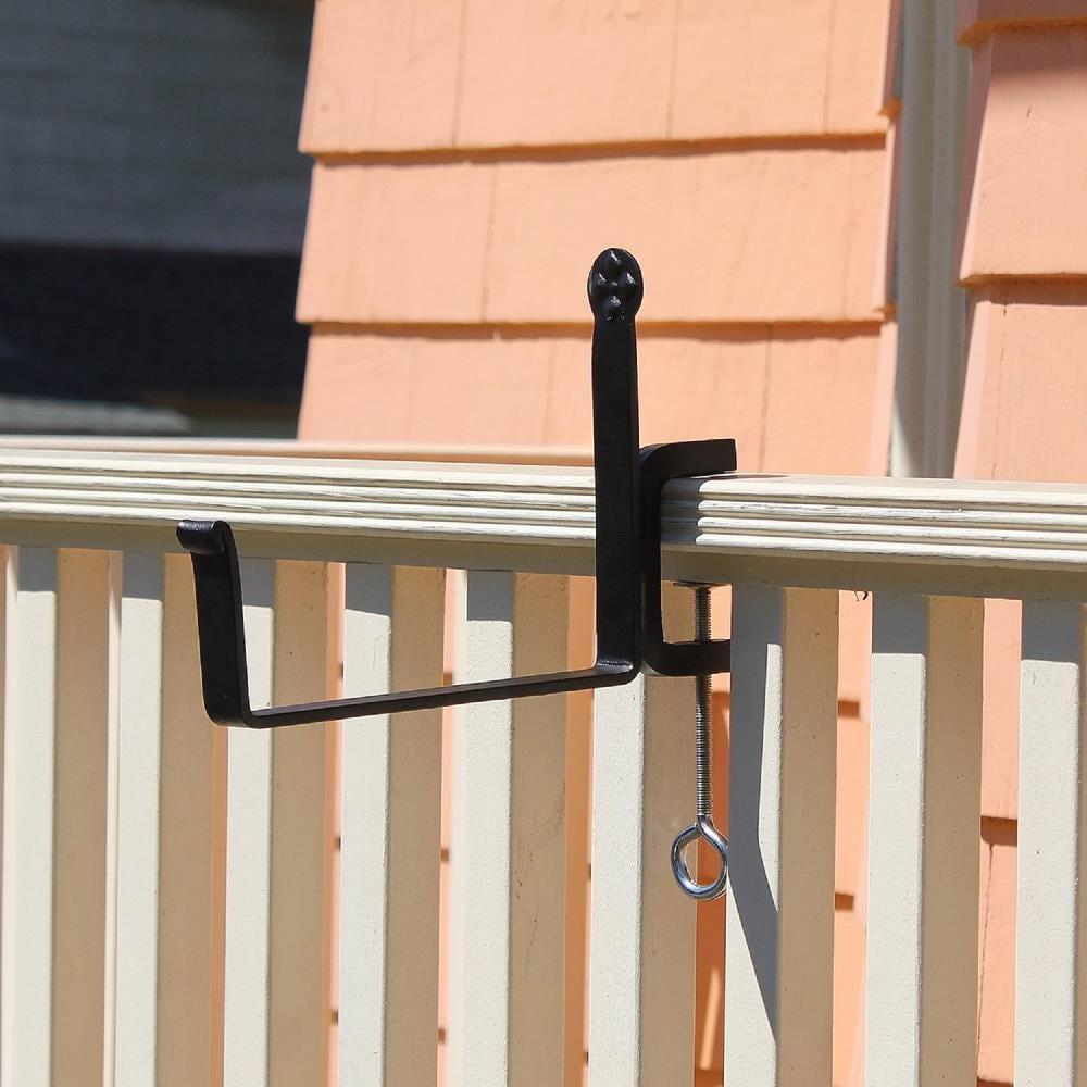 4" x 8" Pair of Clamp-On Steel Flower Box Brackets Black - ACHLA Designs: Secure Deck Rail Mount, Easy Storage