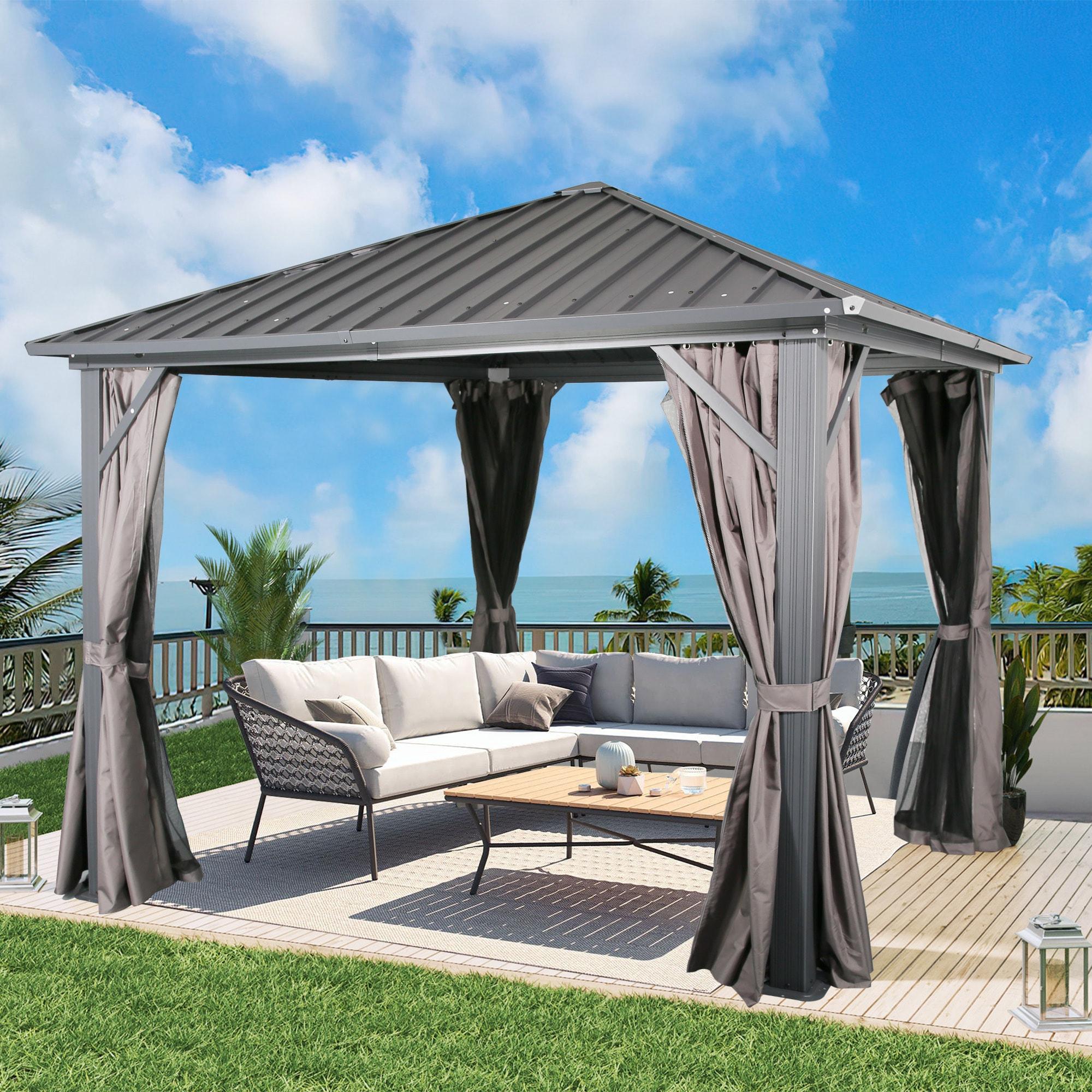 Peak Home Furnishings Hardtop 10 Ft. W x 10 Ft. D Aluminum Patio Gazebo
