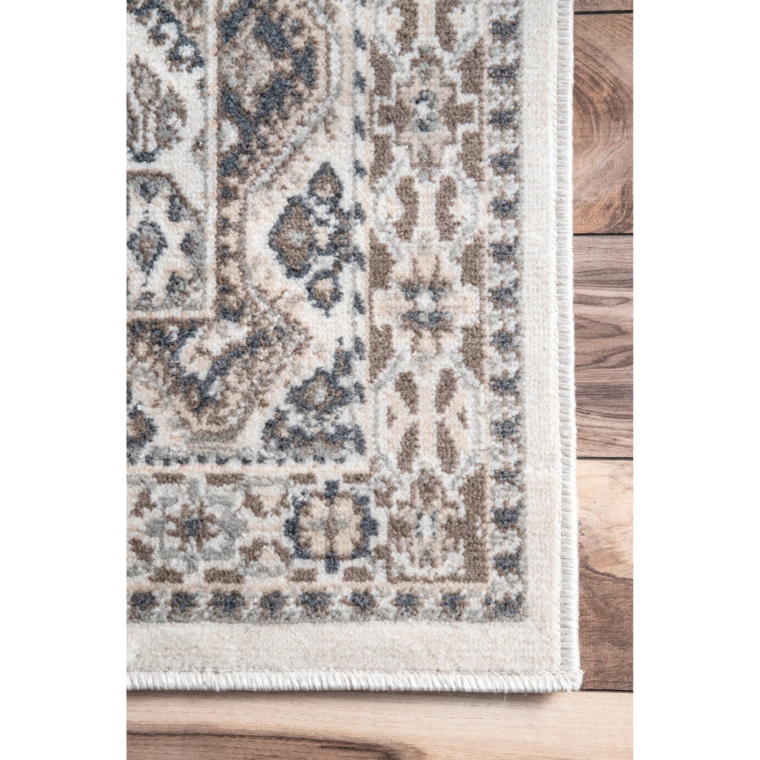 Nuloom 2x8 Becca  Tiled Indoor Area Rug, Beige, Faded Transitional Design, Stain Resistant, BedroomLiving Room, Kitchen,