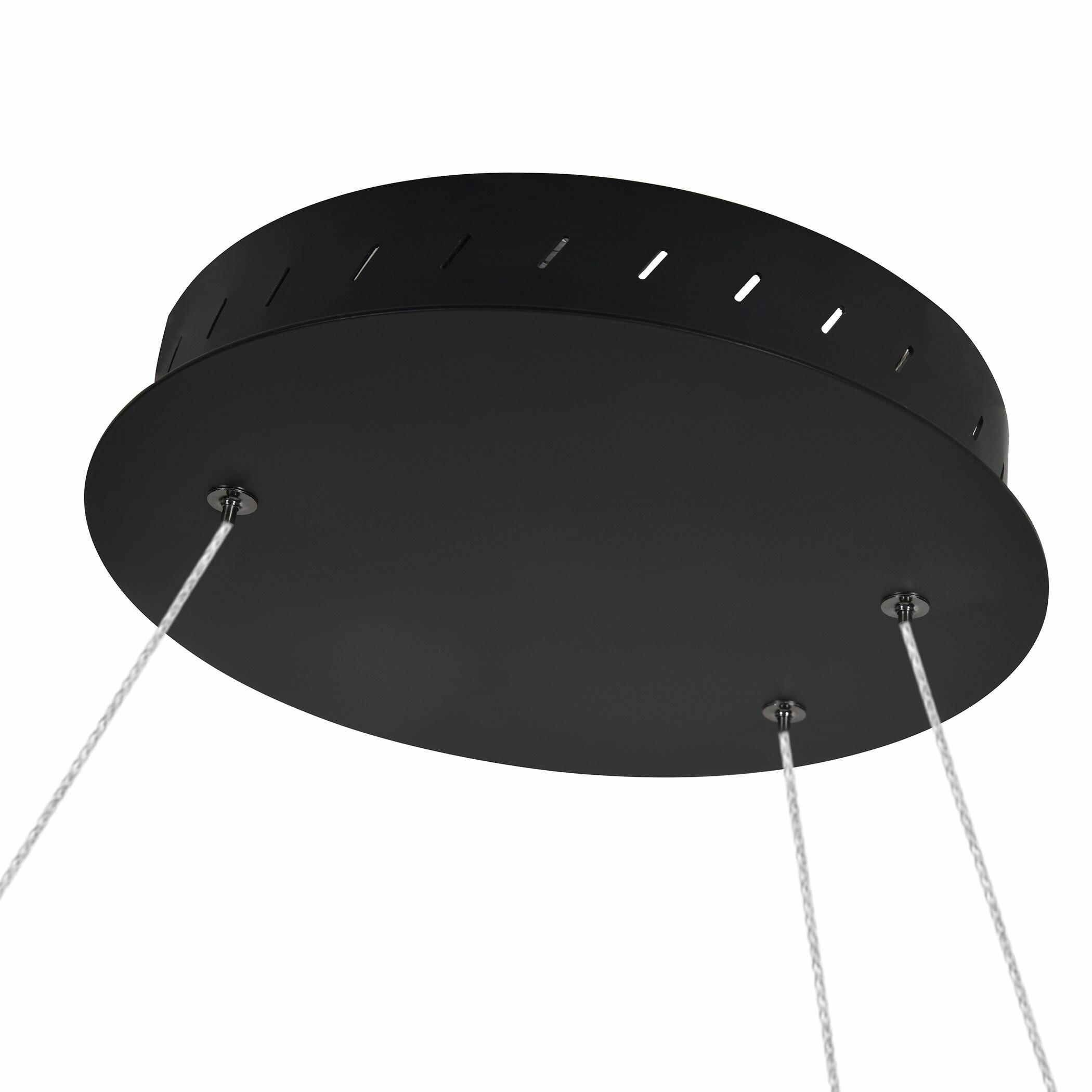 Capella 50-Inch Black Modern LED Multi-Ring Adjustable Chandelier
