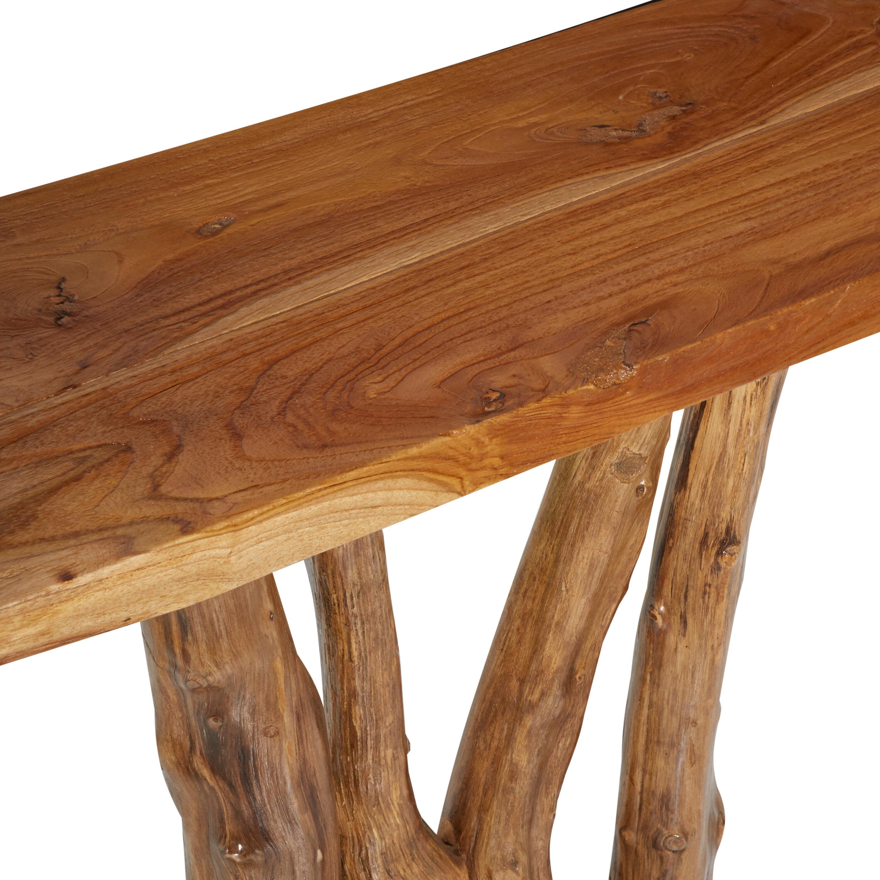 Contemporary Teak Wood Console Table Brown - Olivia & May: Sleek Entryway Furniture, Narrow Design, No Assembly Required