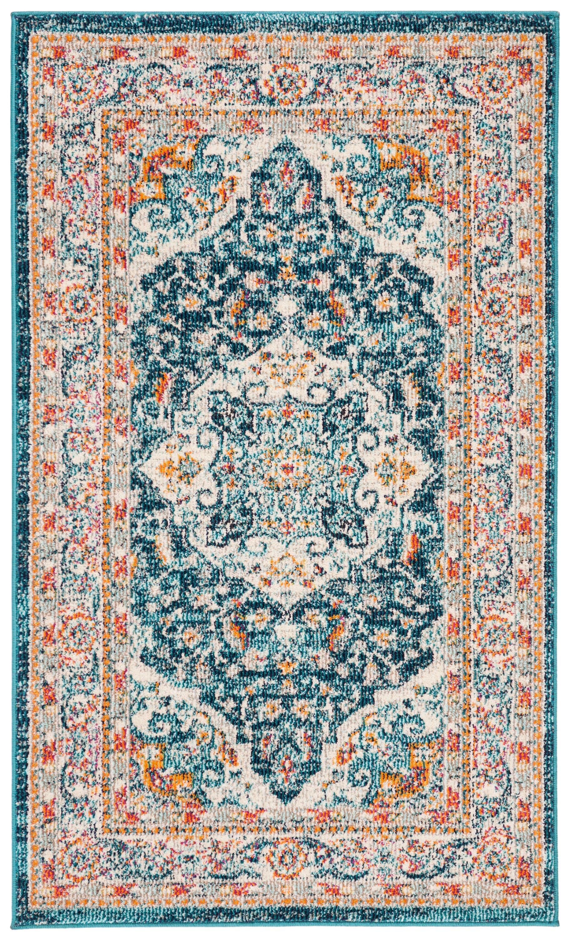 Phoenix PHX154 Power Loomed Indoor Accent Rug - 3'x5' - Ivory/Blue - Safavieh