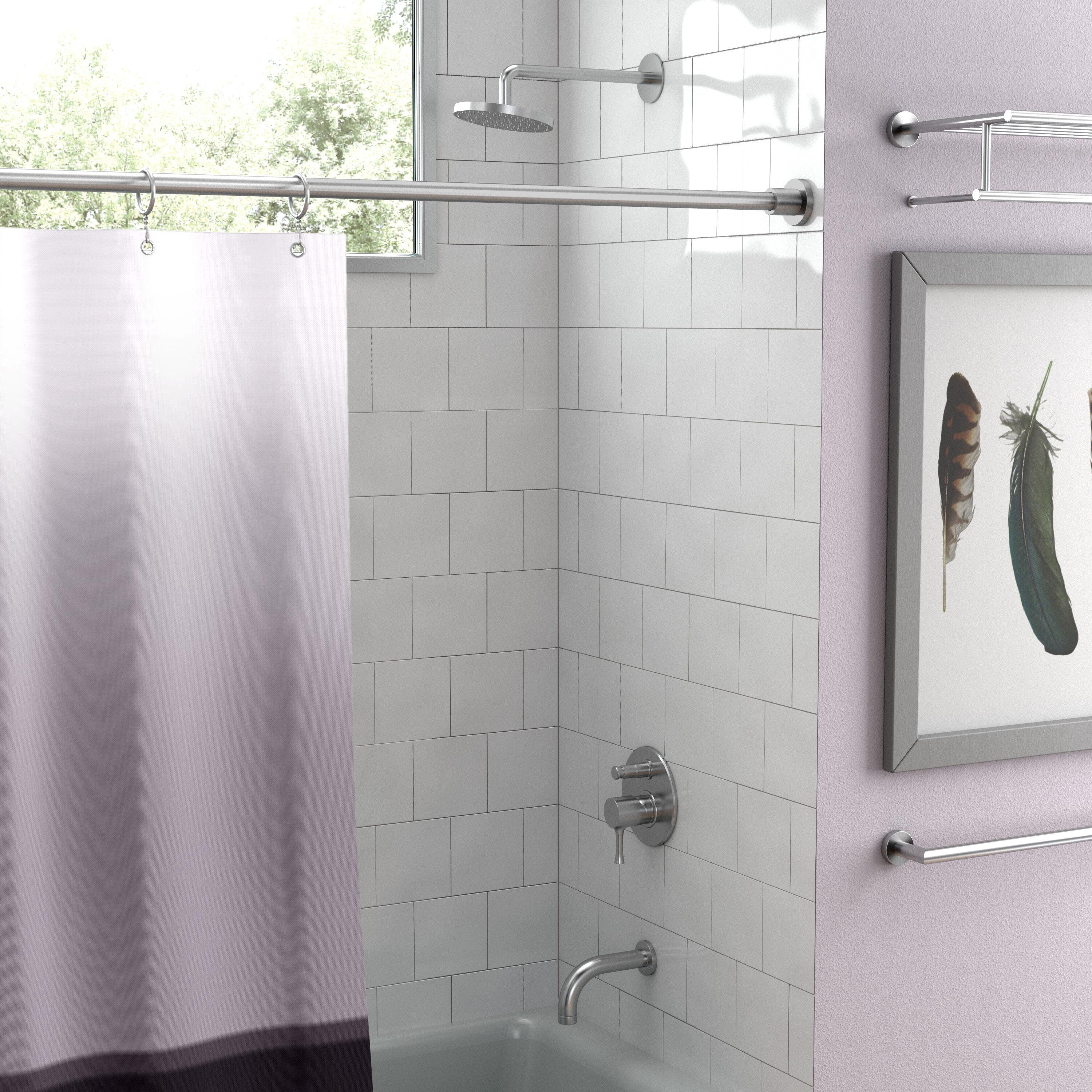 Minimalist 60" Straight Fixed Shower Curtain Rod | Wall Mount Solid Brass Shower Rod