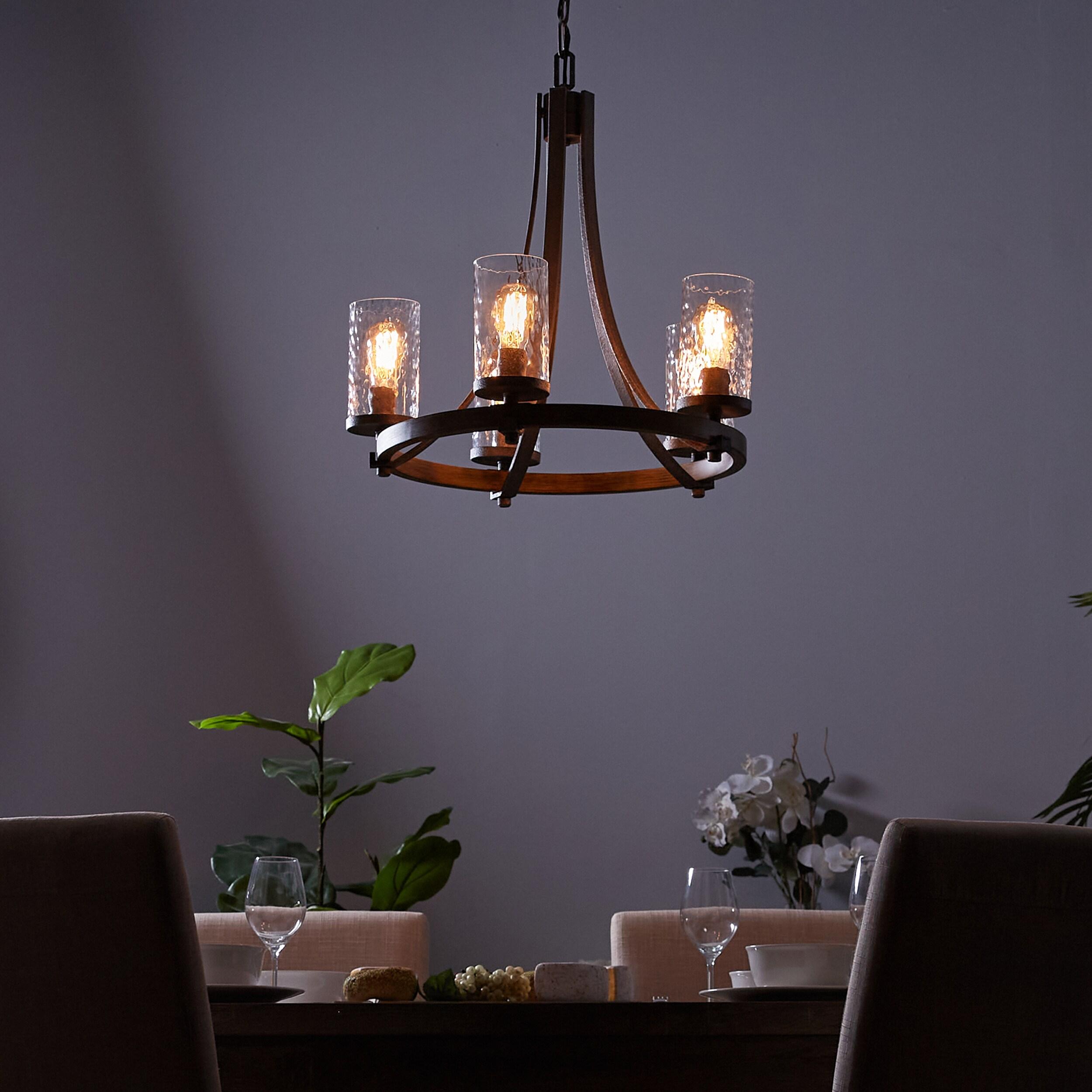 Steffens Iron & Textured Glass Chandelier (24"-48")