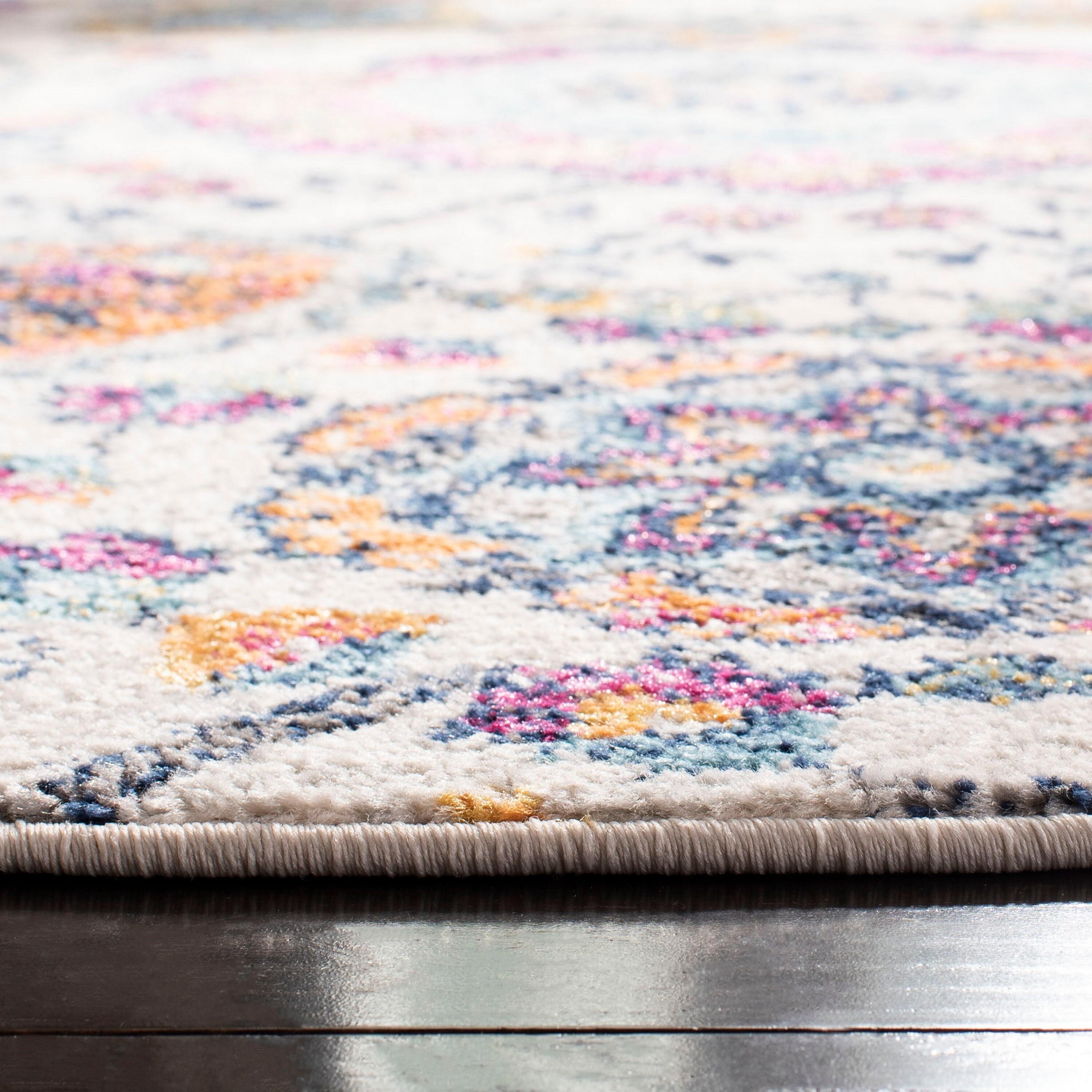 Madison MAD611 Power Loomed Indoor Area Rug - Cream/Multi - 4' Round - Safavieh