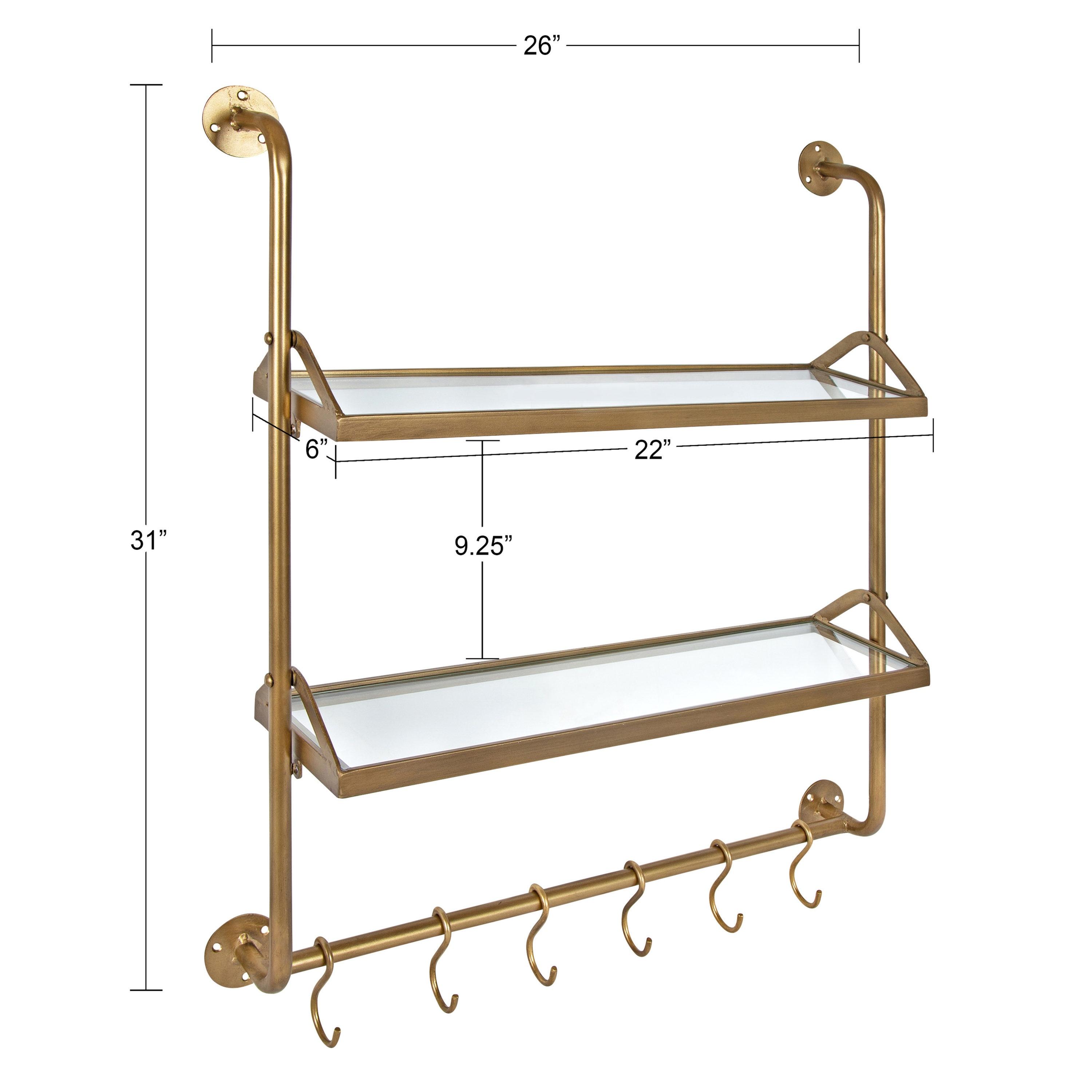 26" x 31" Marit Metal Wall Shelf Gold - Kate & Laurel All Things Decor